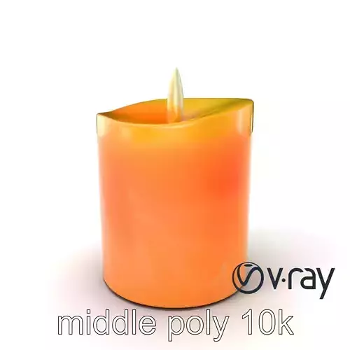 Textured Wax Candle with Glowing Flame model pack