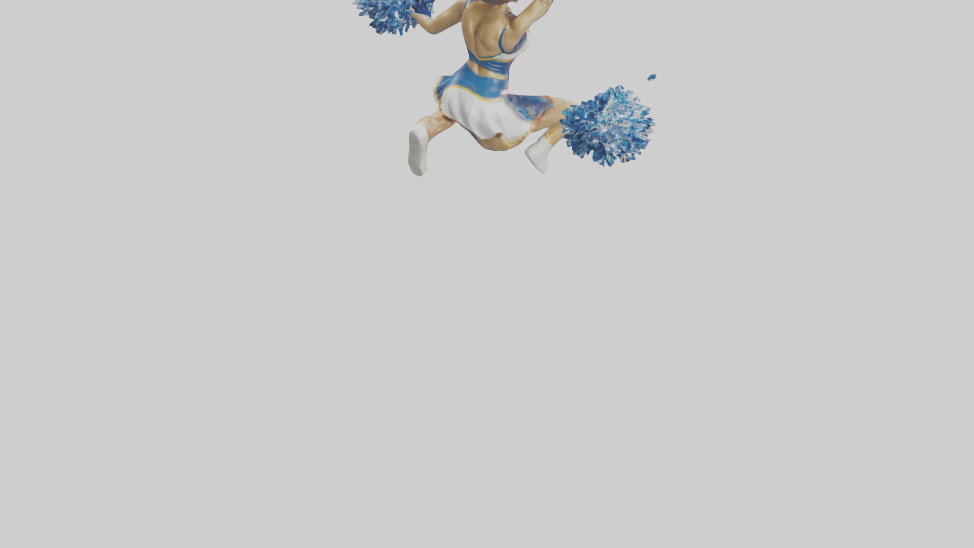 Cheerleader Performing Split Statue model Low-poly 3D model_5