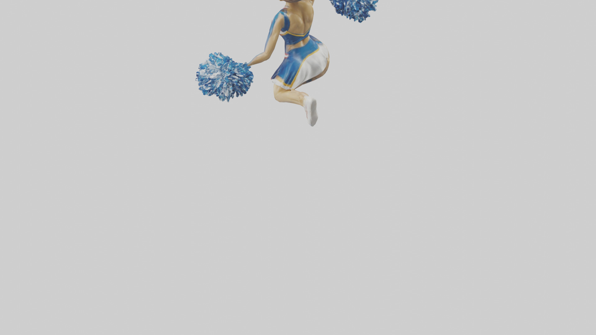 Cheerleader Performing Split Statue model Low-poly 3D model_4