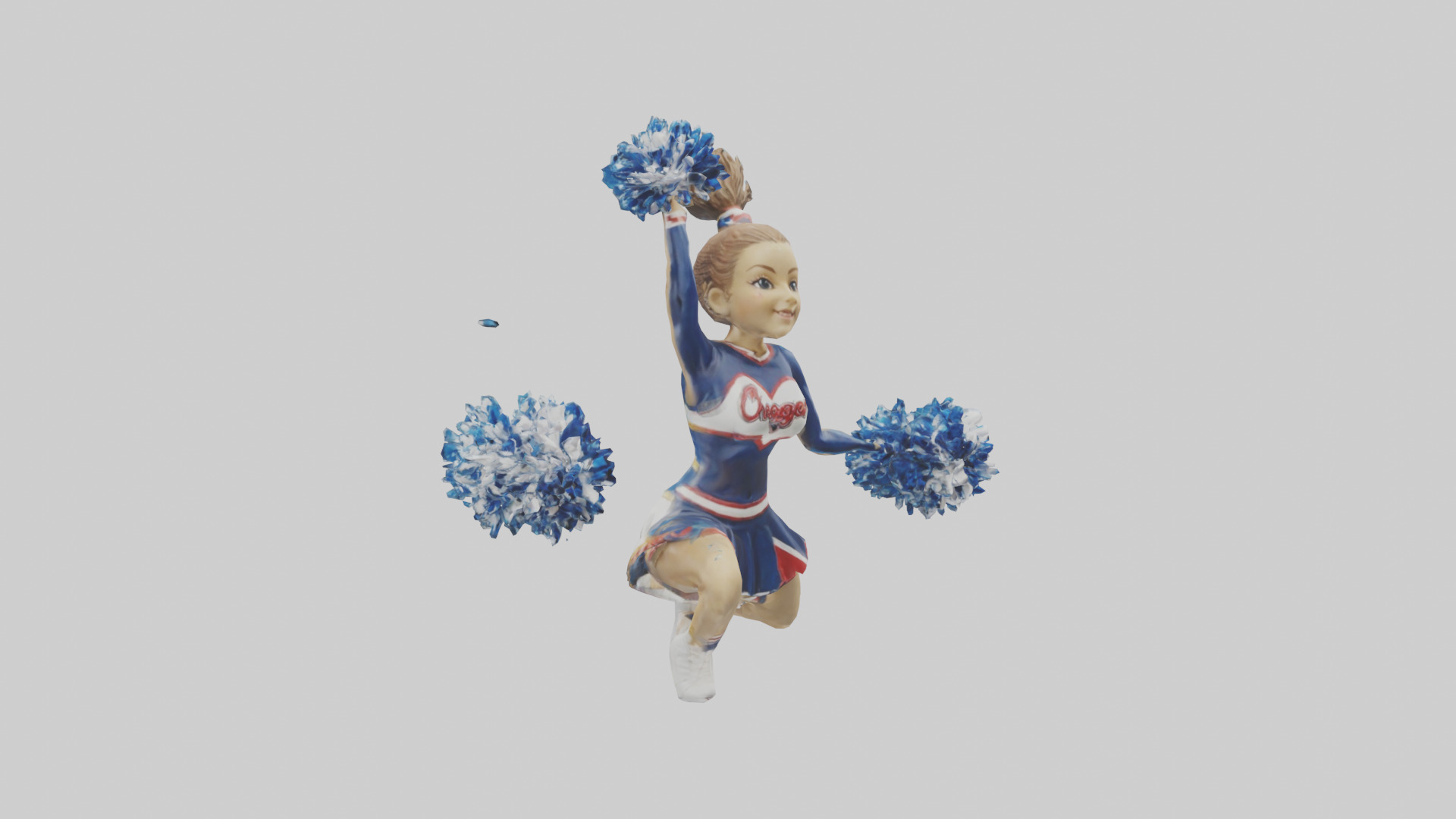 Cheerleader Performing Split Statue model Low-poly 3D model_8