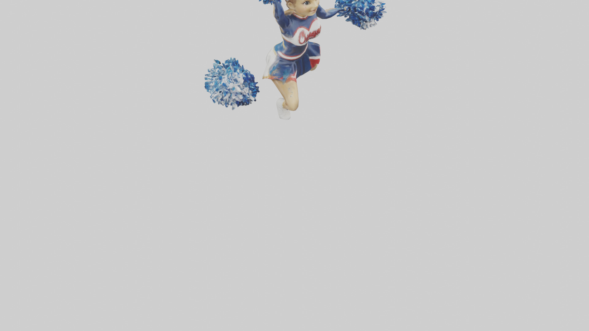 Cheerleader Performing Split Statue model Low-poly 3D model_7