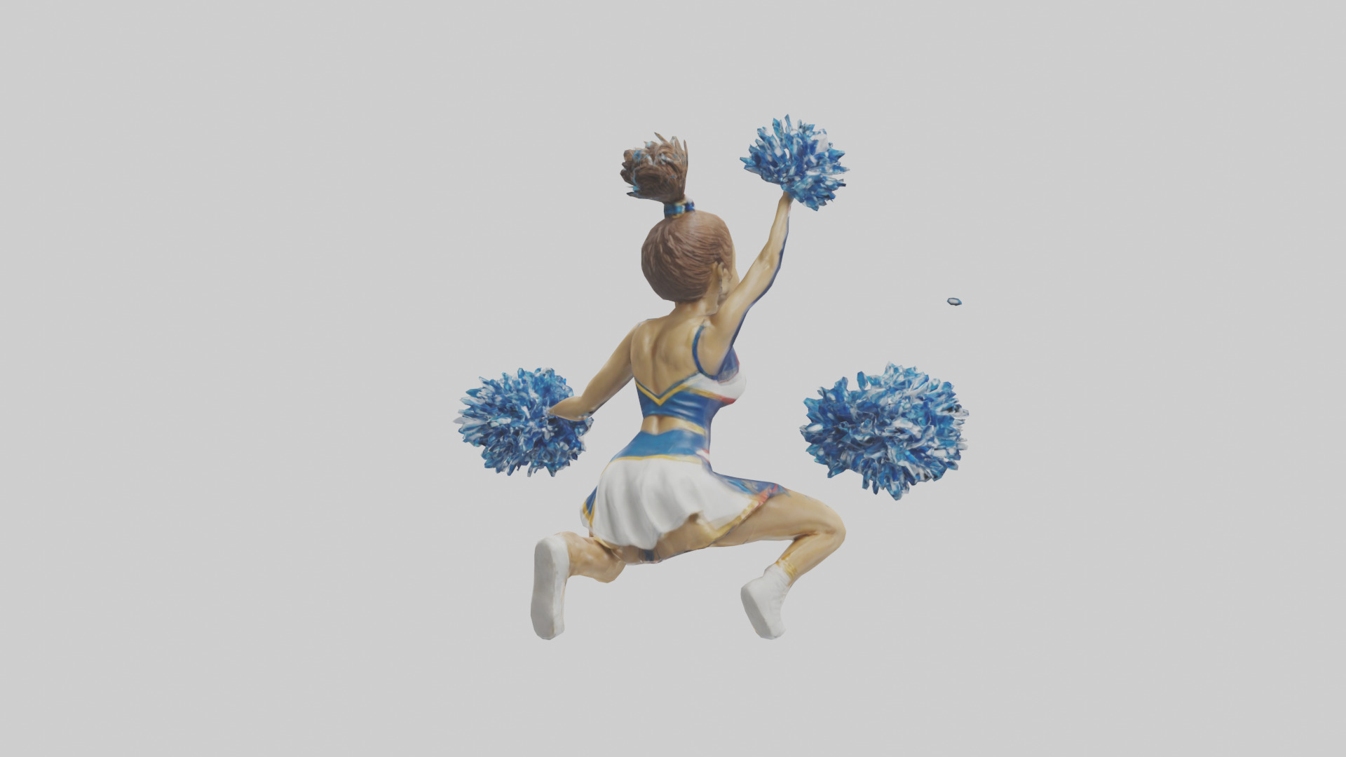 Cheerleader Performing Split Statue model Low-poly 3D model_3
