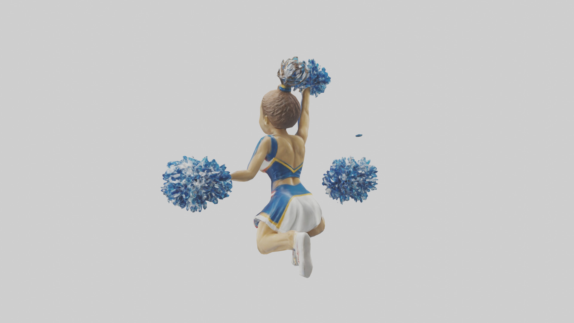 Cheerleader Performing Split Statue model Low-poly 3D model_2