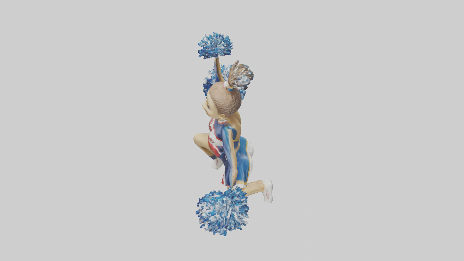 Cheerleader Performing Split Statue model Low-poly 3D model_27