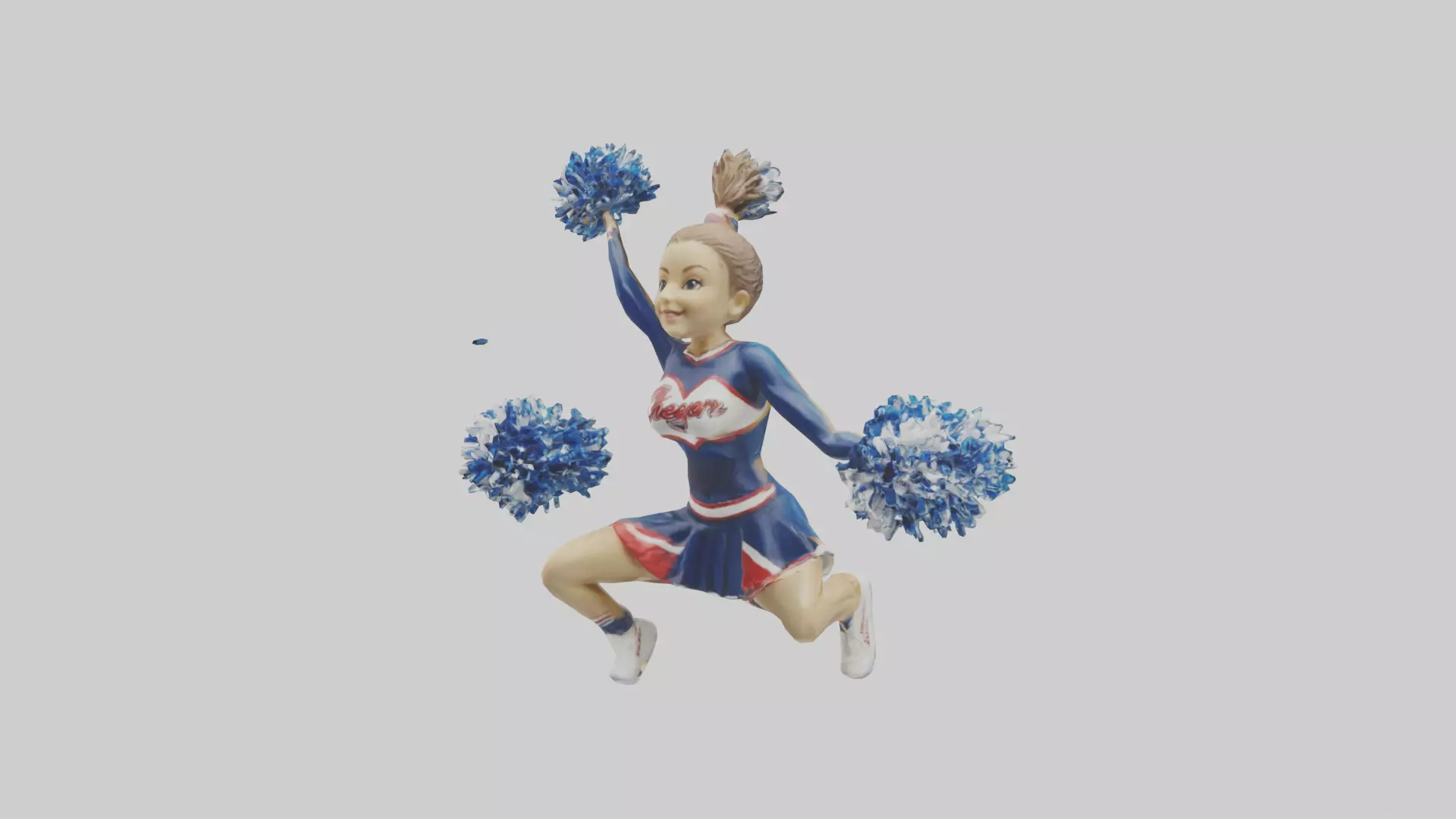 Cheerleader Performing Split Statue model Low-poly 3D model_0