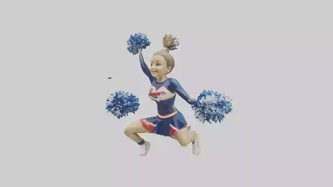 Cheerleader Performing Split Statue model Low-poly 3D model
