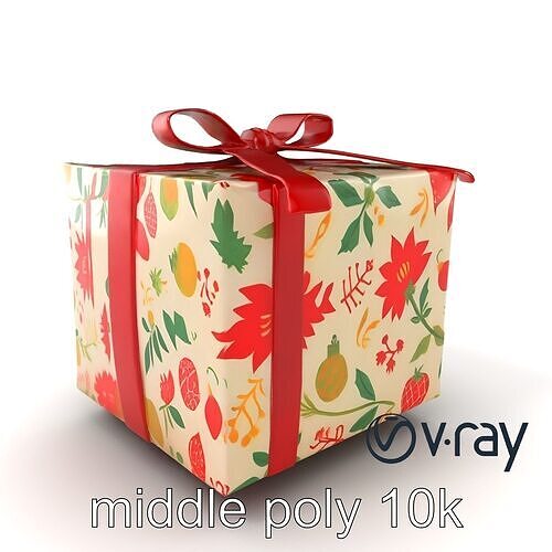 Festive Gift Box with Ribbon model pack Low-poly 3D model