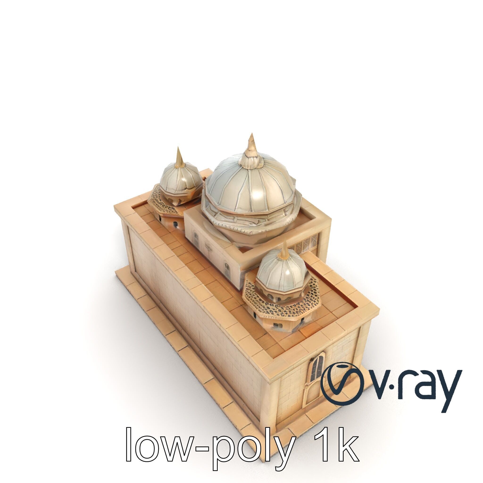 Grand Mosque Architecture Stone Surface Model Pack Low-poly 3D model_27