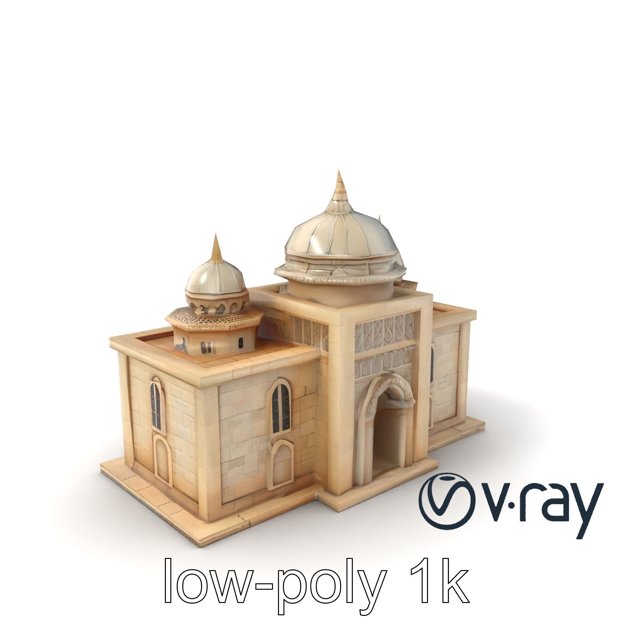Grand Mosque Architecture Stone Surface Model Pack Low-poly 3D model_2