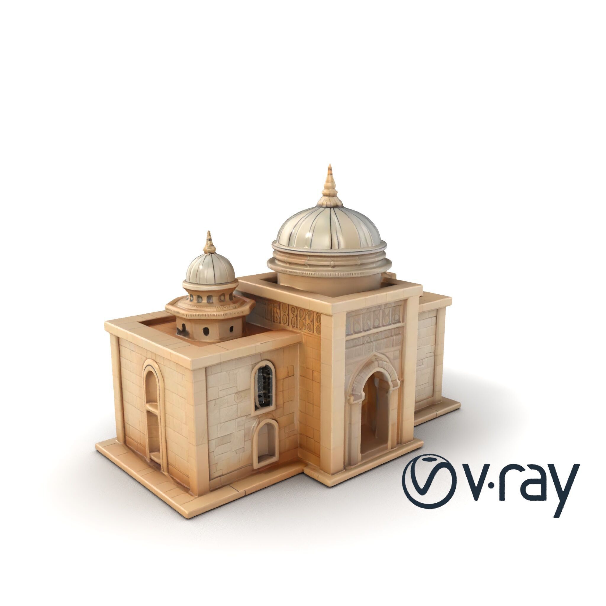 Grand Mosque Architecture Stone Surface Model Pack Low-poly 3D model_6