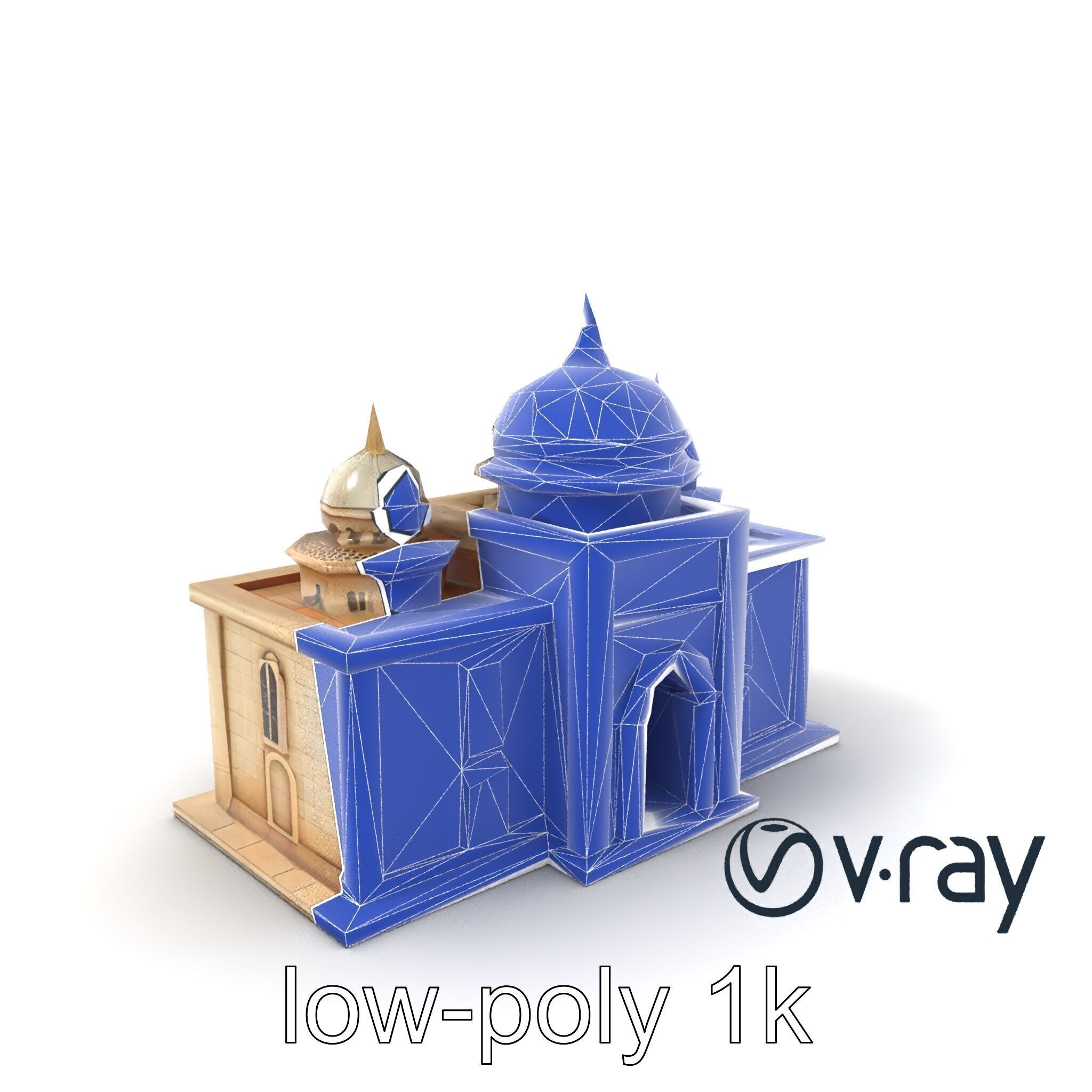 Grand Mosque Architecture Stone Surface Model Pack Low-poly 3D model_5