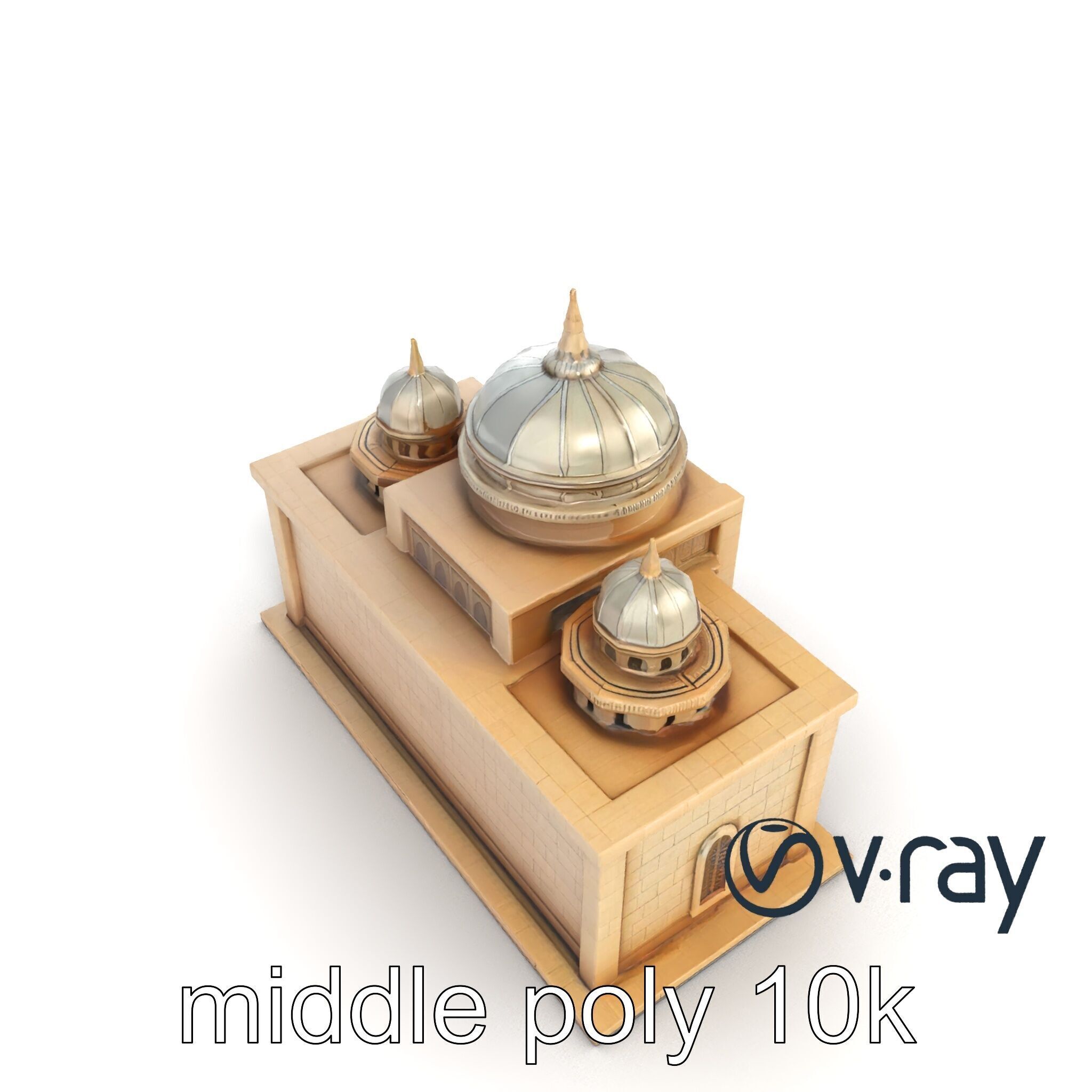 Grand Mosque Architecture Stone Surface Model Pack Low-poly 3D model_7