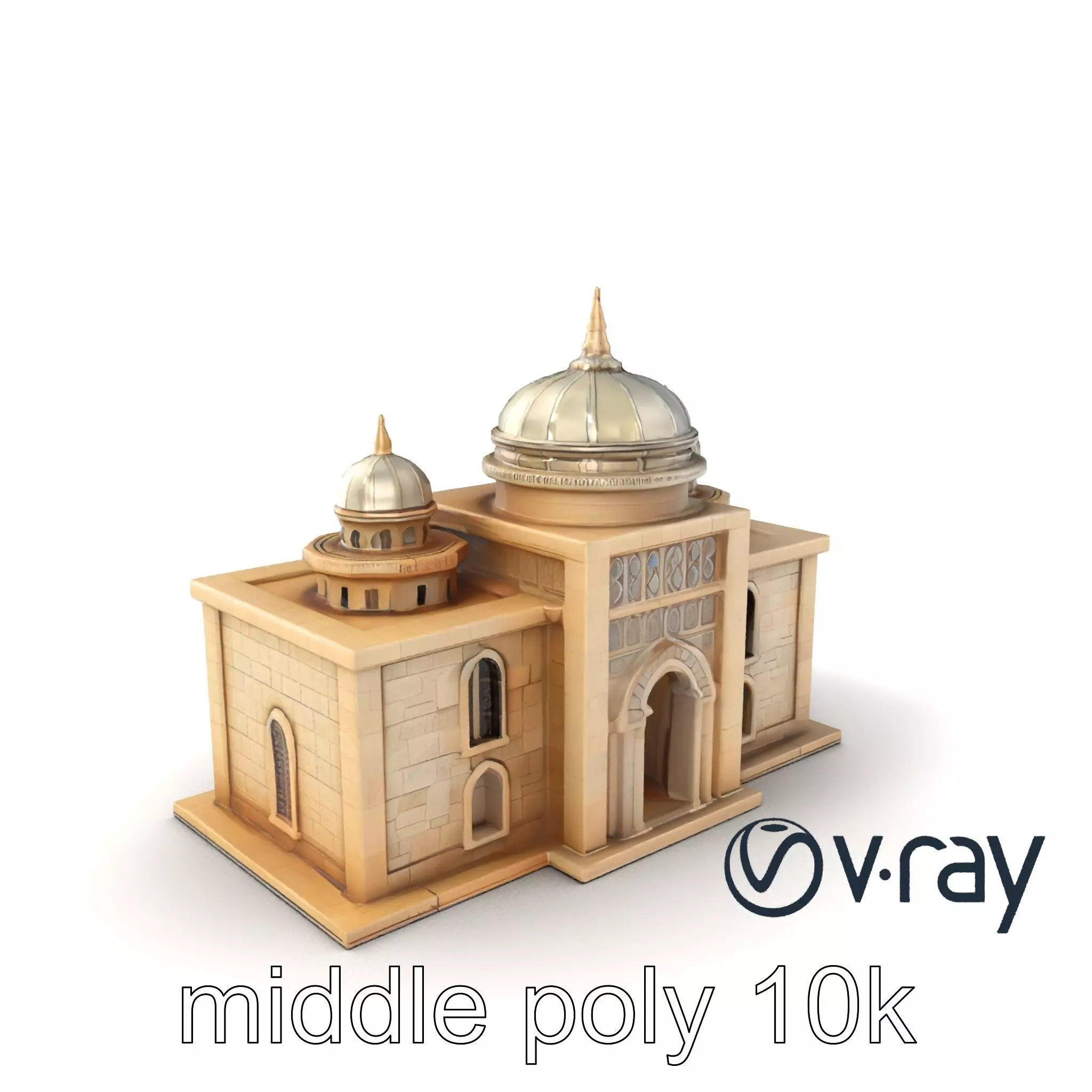 Grand Mosque Architecture Stone Surface Model Pack Low-poly 3D model_0