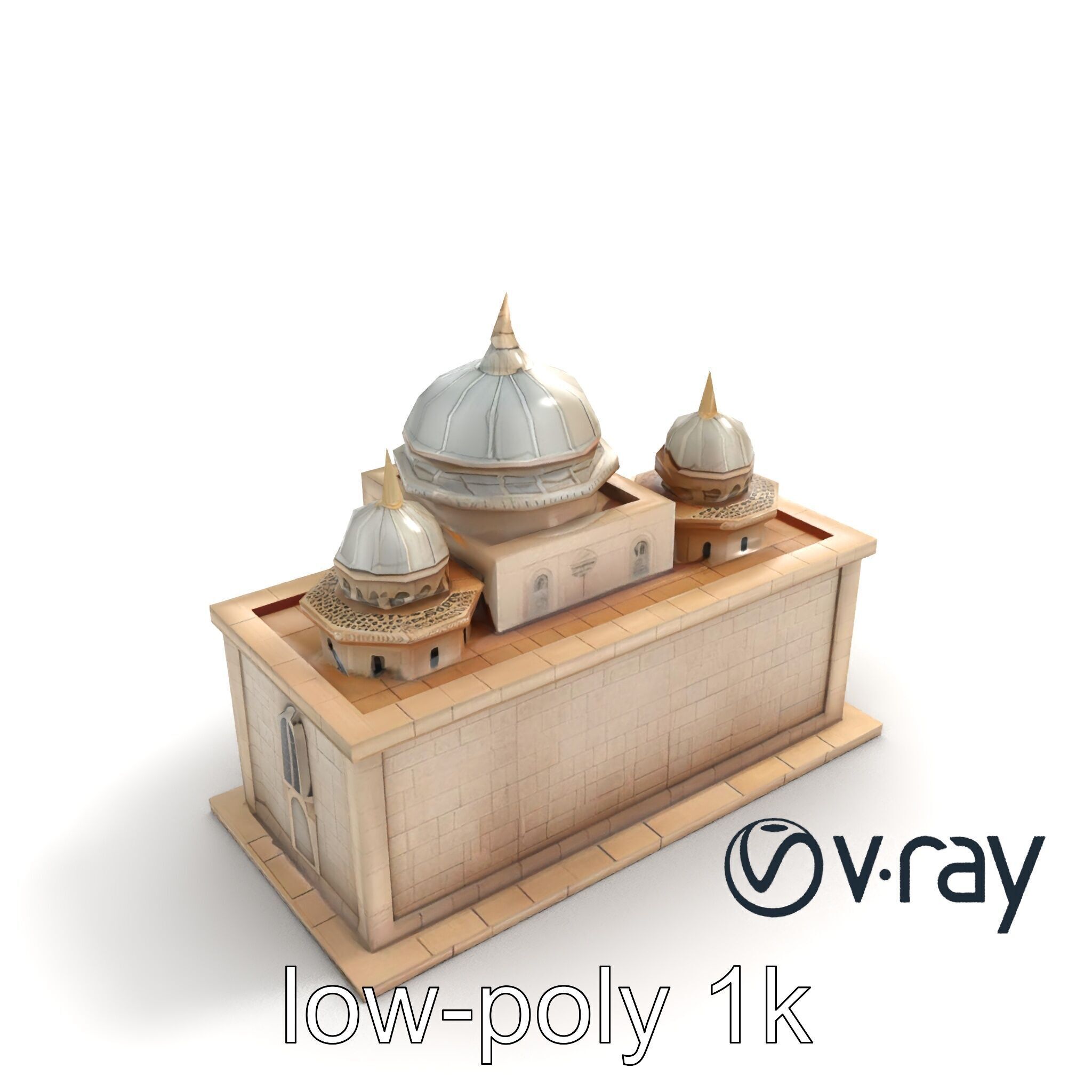 Grand Mosque Architecture Stone Surface Model Pack Low-poly 3D model_8