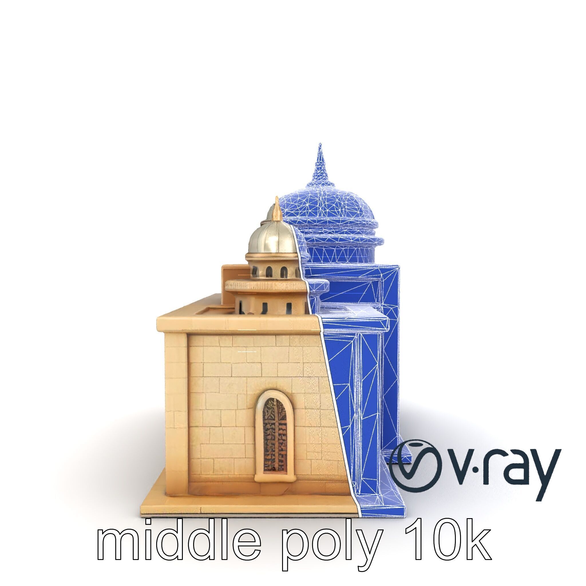 Grand Mosque Architecture Stone Surface Model Pack Low-poly 3D model_17