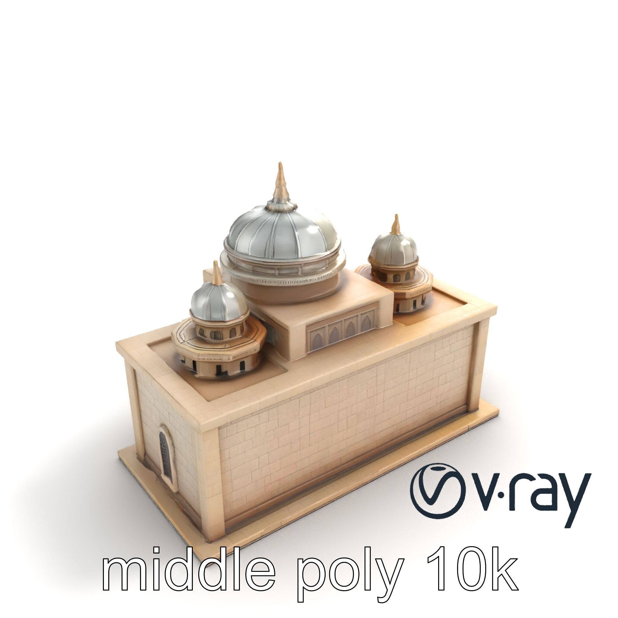 Grand Mosque Architecture Stone Surface Model Pack Low-poly 3D model_4