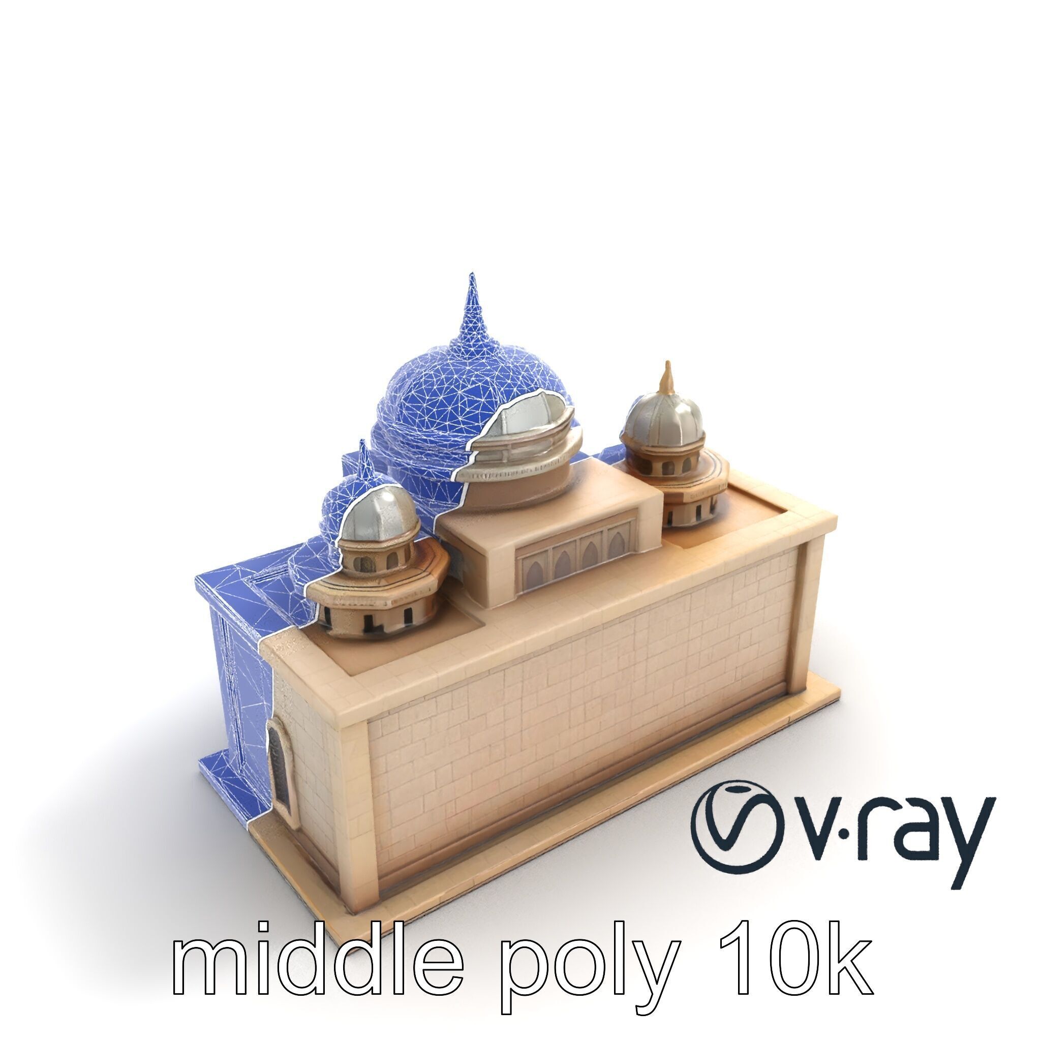 Grand Mosque Architecture Stone Surface Model Pack Low-poly 3D model_13