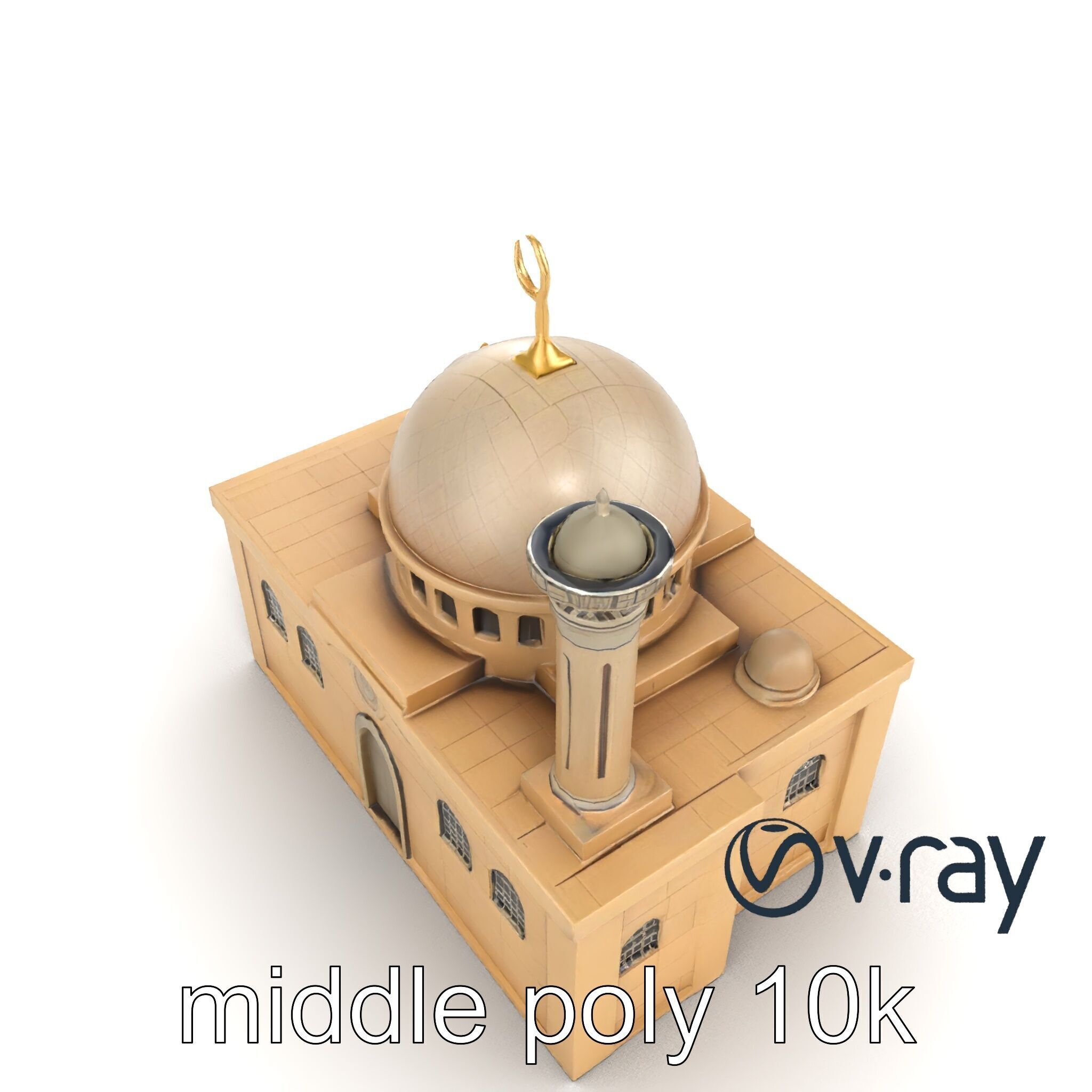 Symmetrical Mosque Arch Design model pack Low-poly 3D model_24