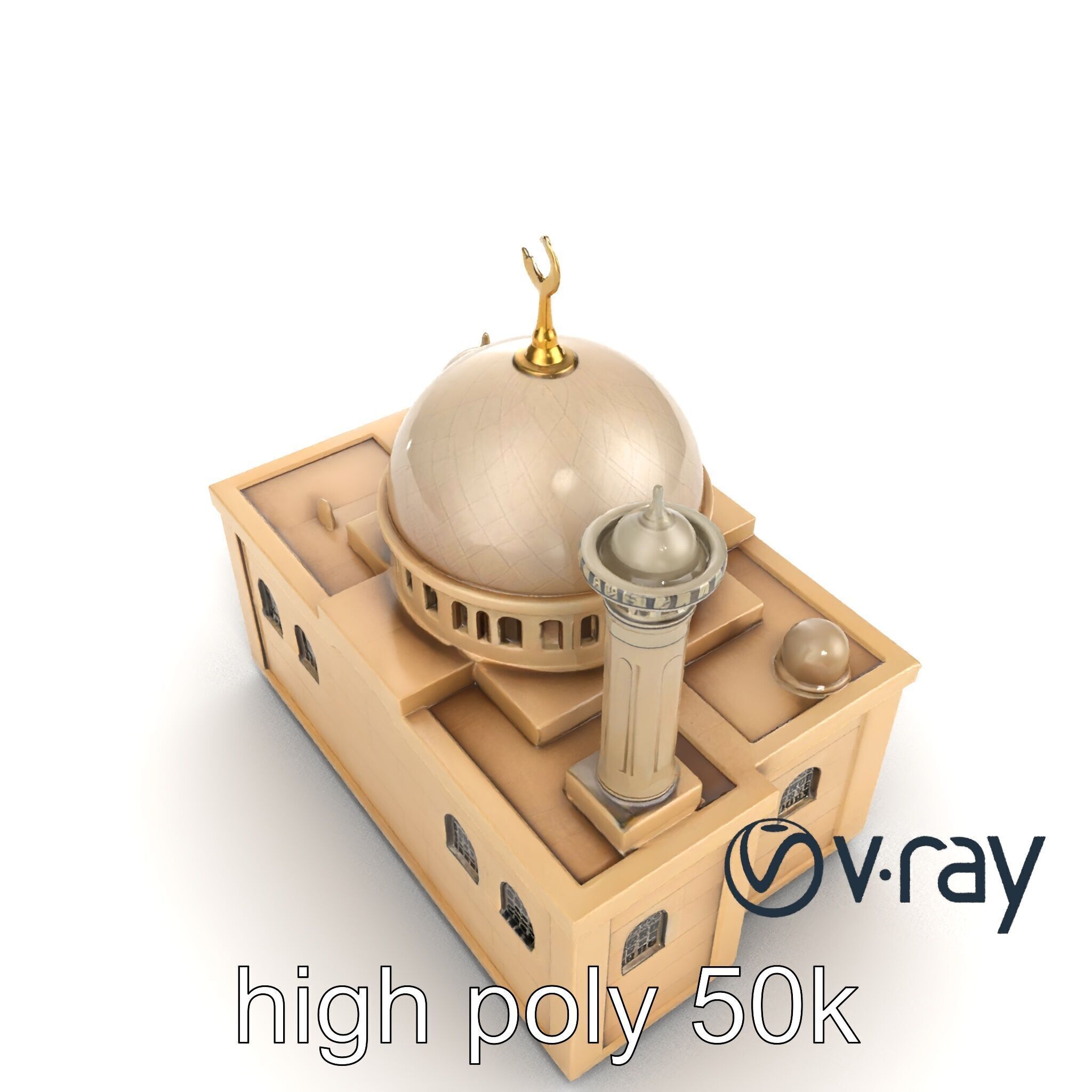 Symmetrical Mosque Arch Design model pack Low-poly 3D model_15