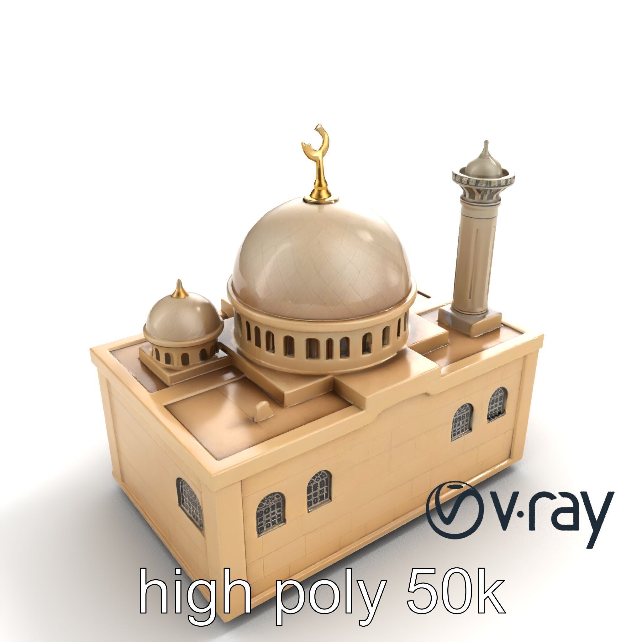 Symmetrical Mosque Arch Design model pack Low-poly 3D model_6