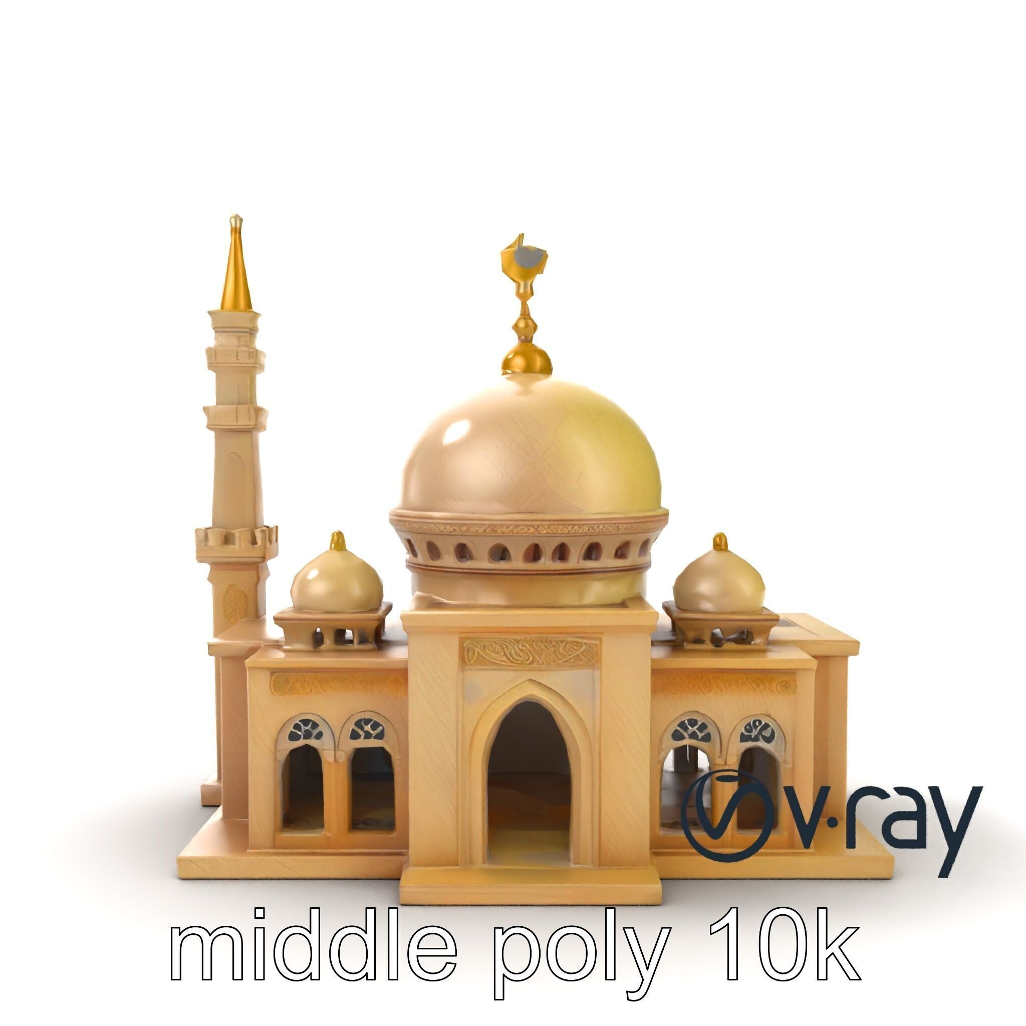 Stylized Mosque with Crescent Dome model pack Low-poly 3D model_24