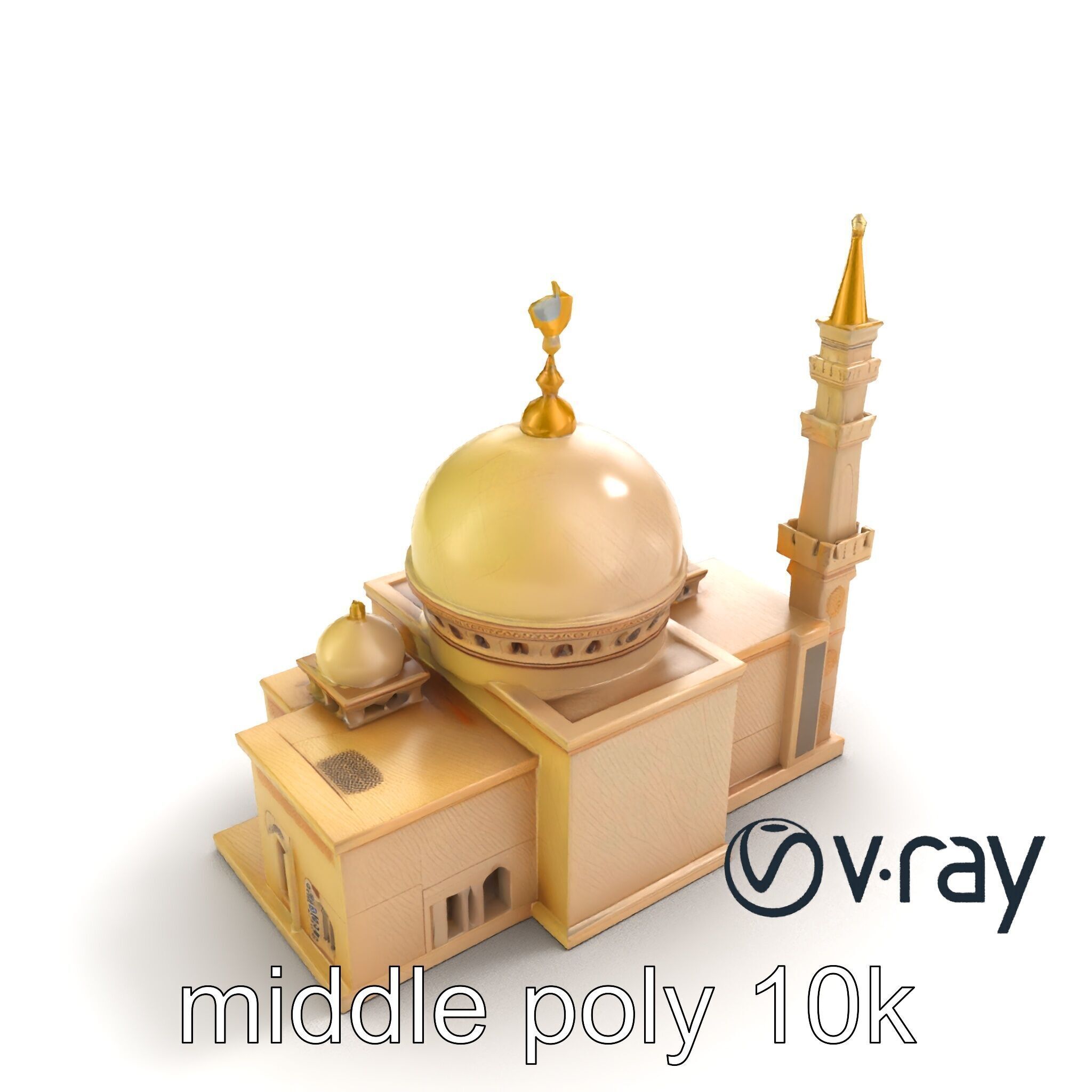 Stylized Mosque with Crescent Dome model pack Low-poly 3D model_7