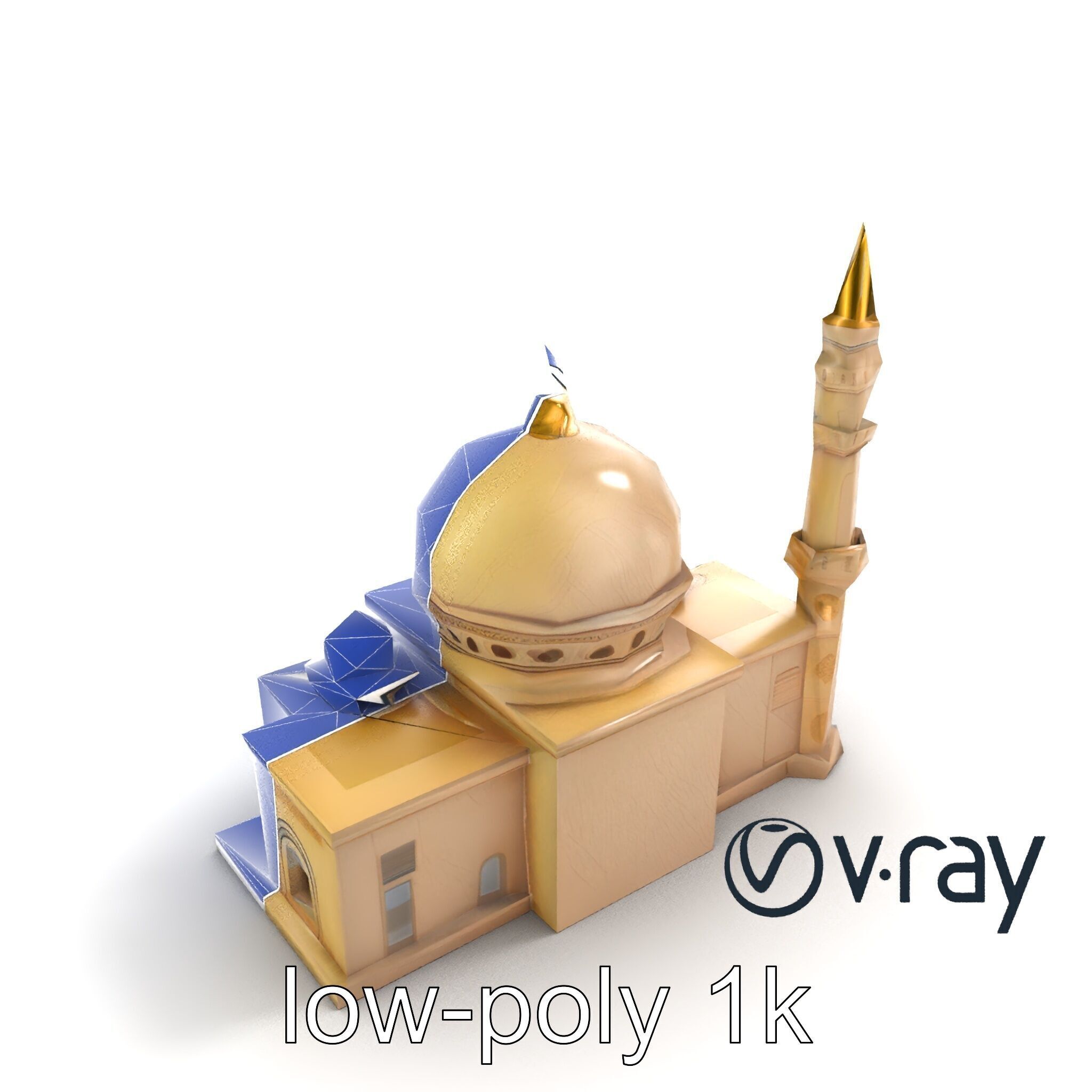 Stylized Mosque with Crescent Dome model pack Low-poly 3D model_19
