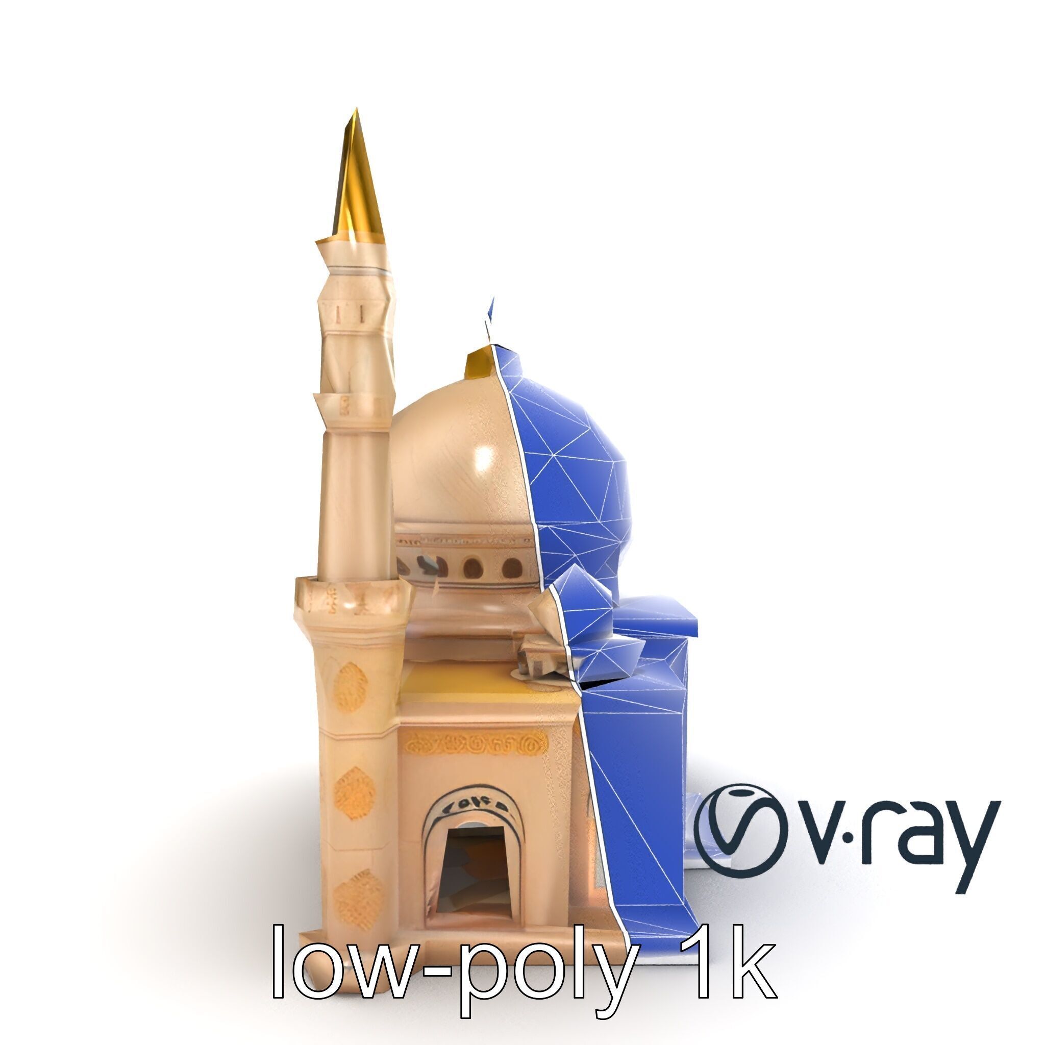 Stylized Mosque with Crescent Dome model pack Low-poly 3D model_25