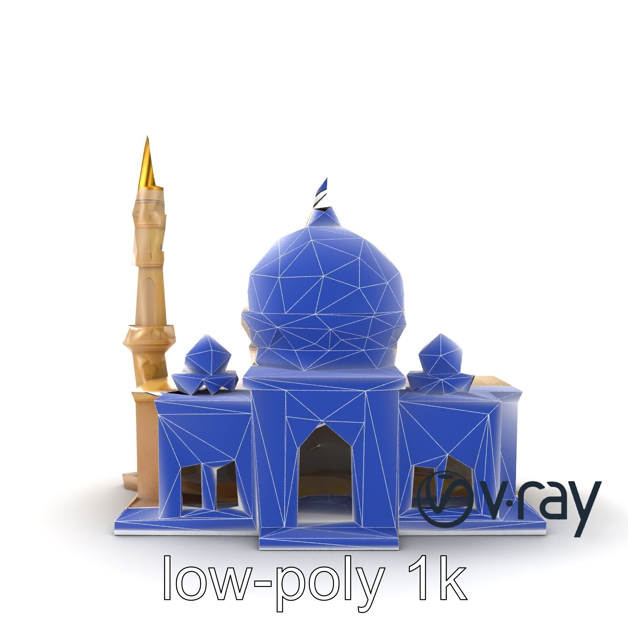 Stylized Mosque with Crescent Dome model pack Low-poly 3D model_18