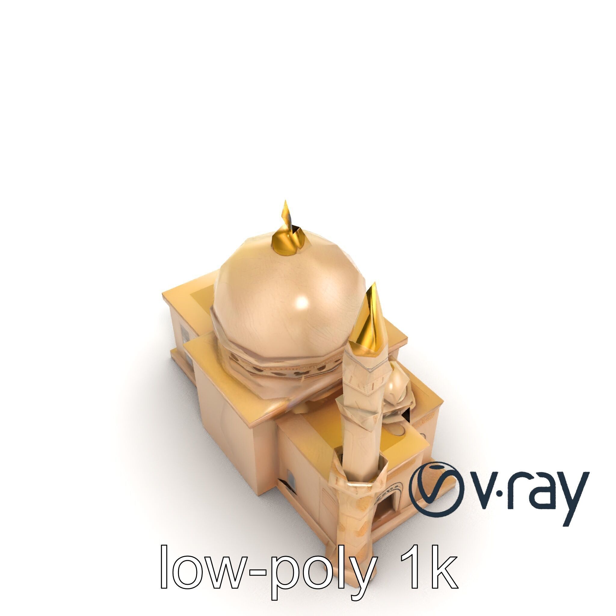 Stylized Mosque with Crescent Dome model pack Low-poly 3D model_8
