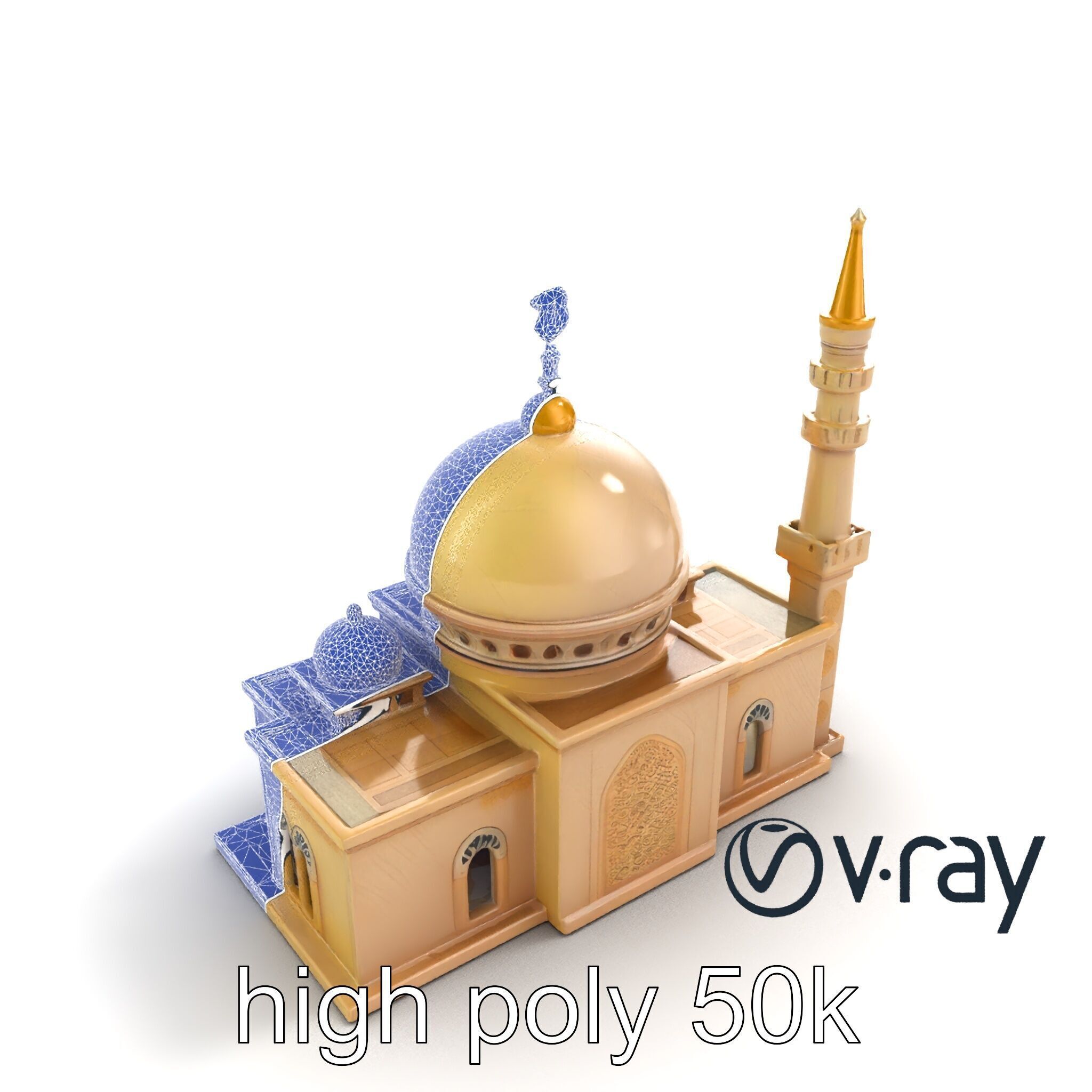 Stylized Mosque with Crescent Dome model pack Low-poly 3D model_28
