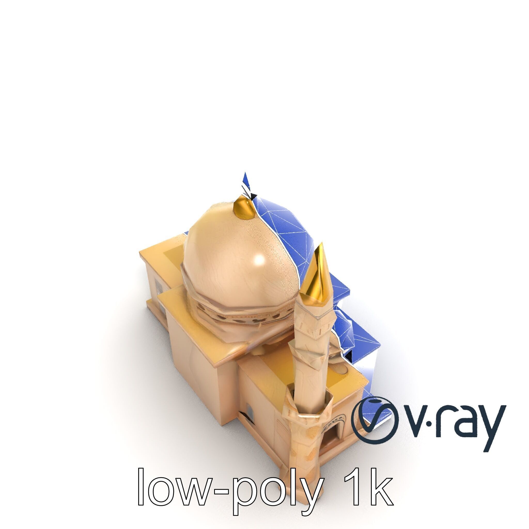 Stylized Mosque with Crescent Dome model pack Low-poly 3D model_17