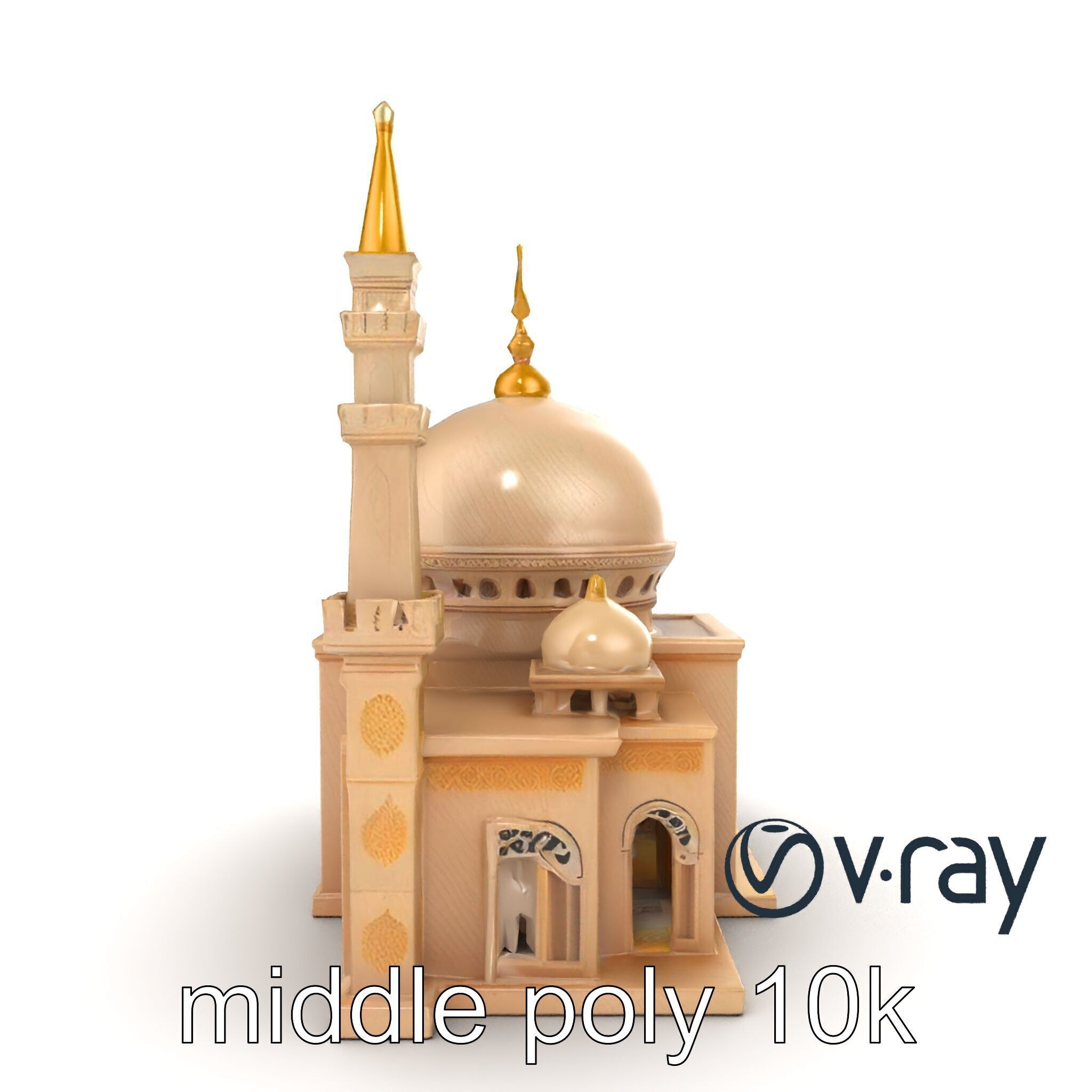 Stylized Mosque with Crescent Dome model pack Low-poly 3D model_14
