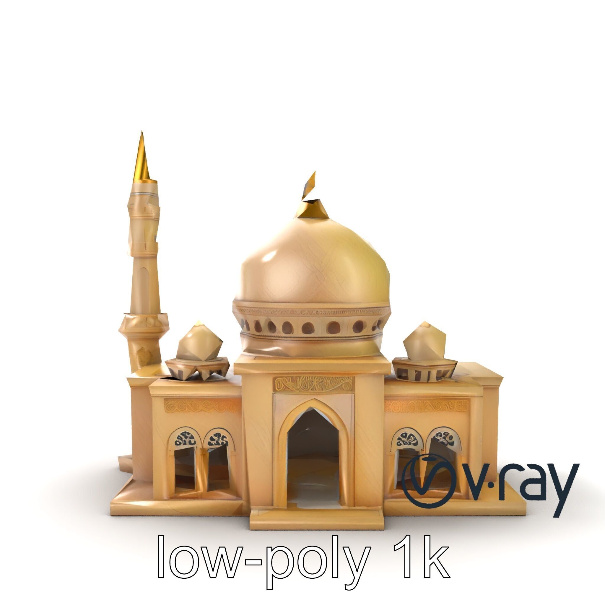 Stylized Mosque with Crescent Dome model pack Low-poly 3D model_26
