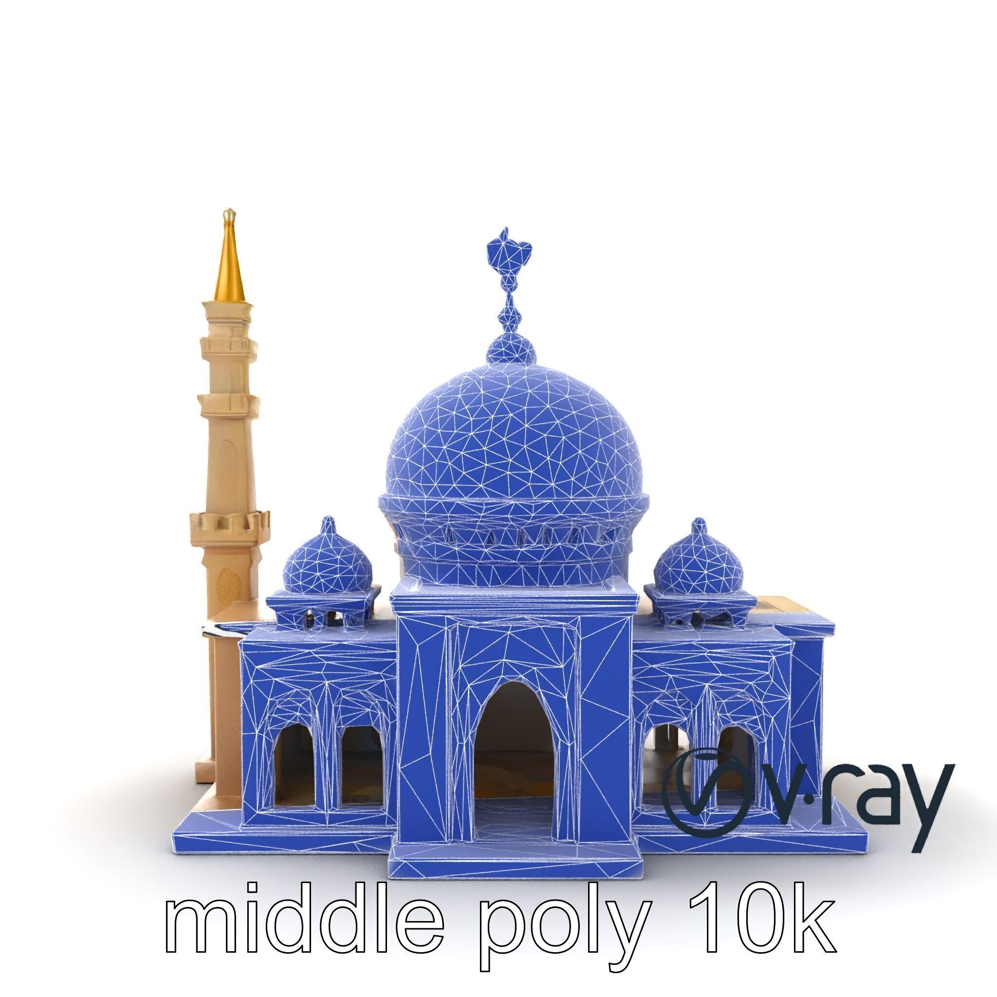 Stylized Mosque with Crescent Dome model pack Low-poly 3D model_22