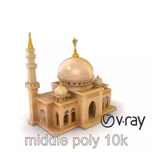 Stylized Mosque with Crescent Dome model pack Low-poly 3D model