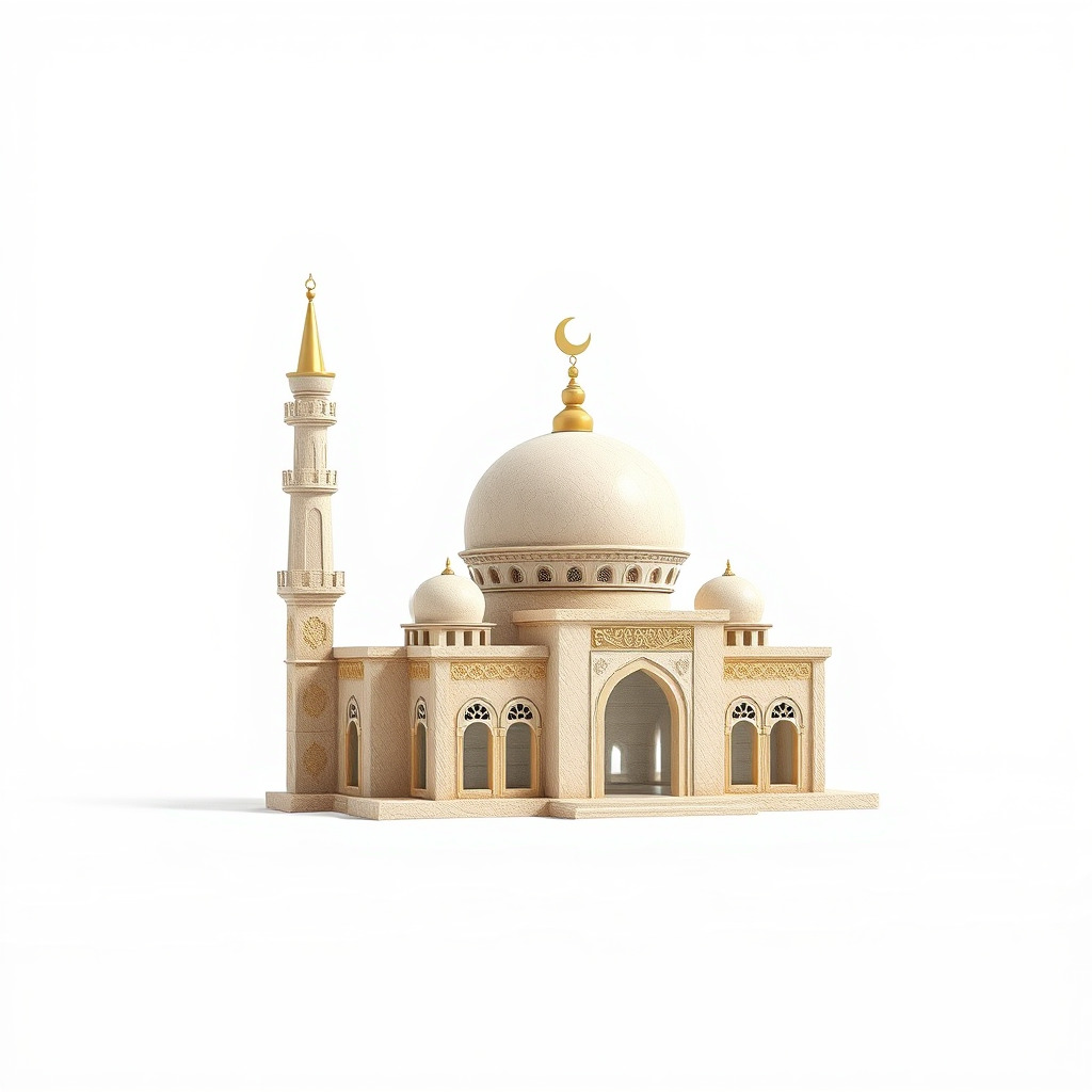 Stylized Mosque with Crescent Dome model pack Low-poly 3D model_3