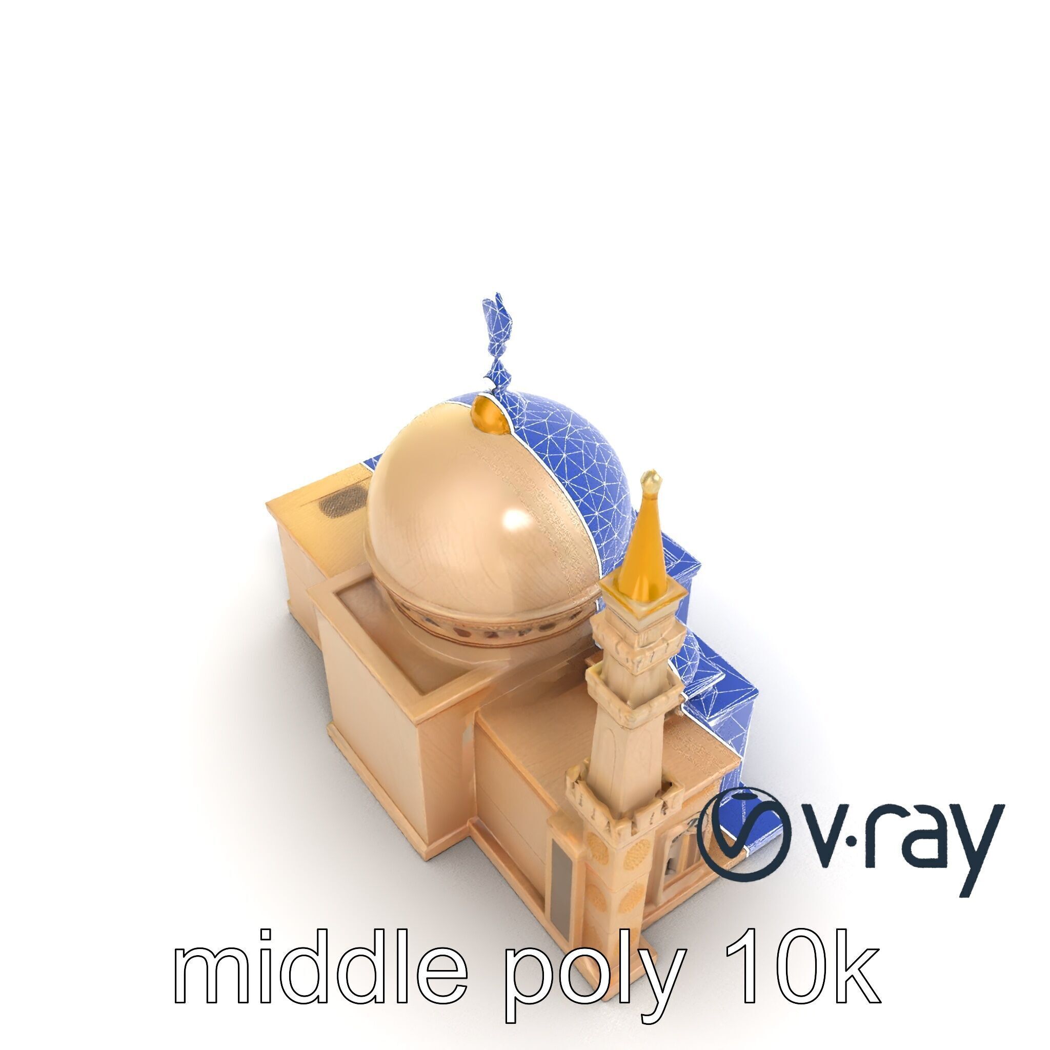 Stylized Mosque with Crescent Dome model pack Low-poly 3D model_15