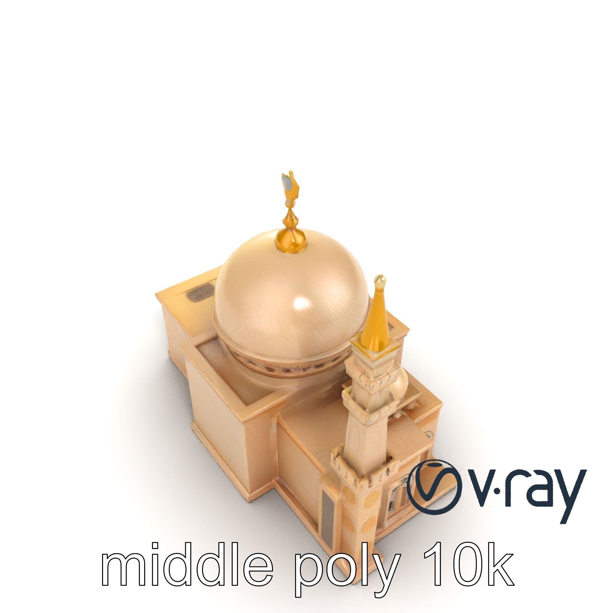 Stylized Mosque with Crescent Dome model pack Low-poly 3D model_12