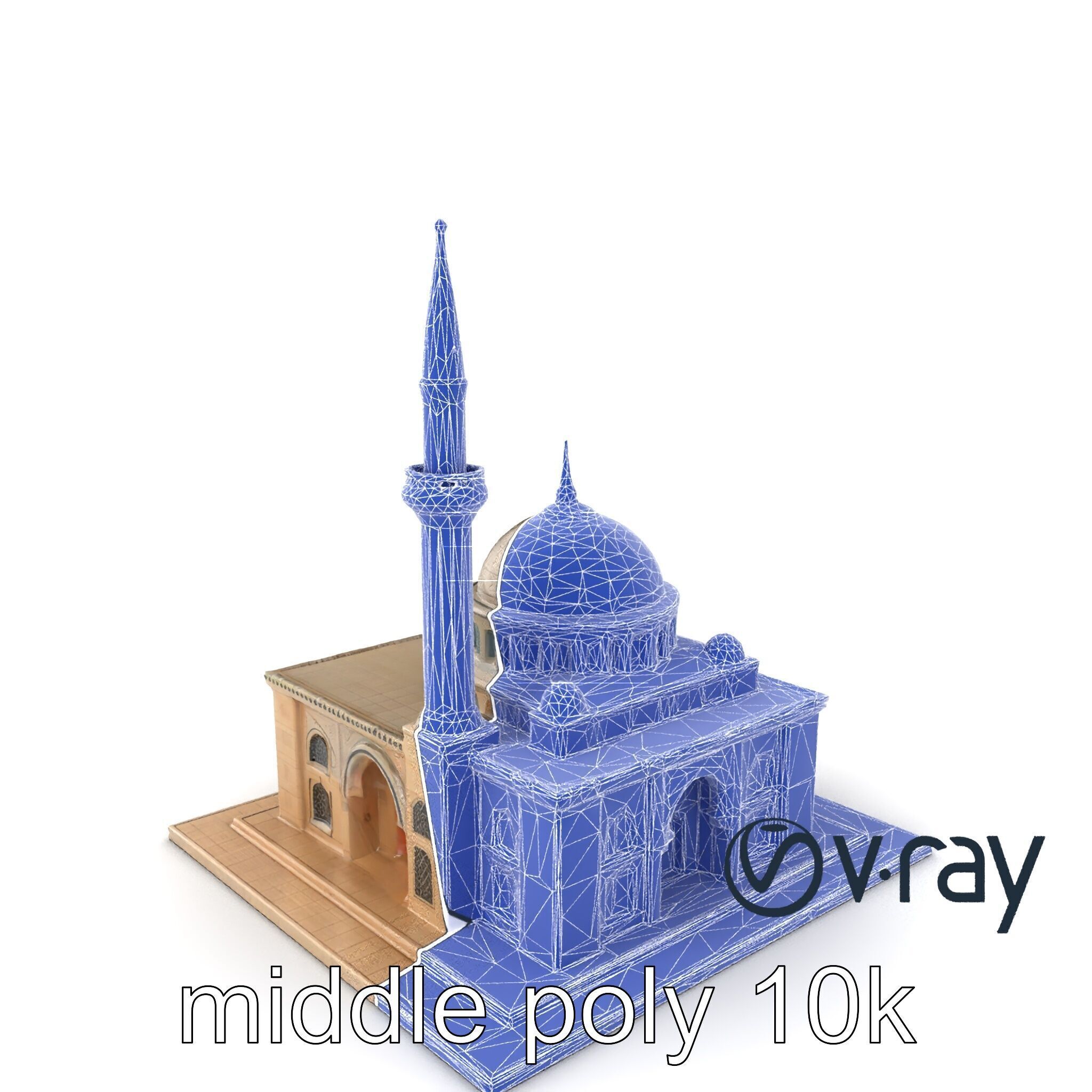 Majestic Mosque with Minaret model pack Low-poly 3D model_4