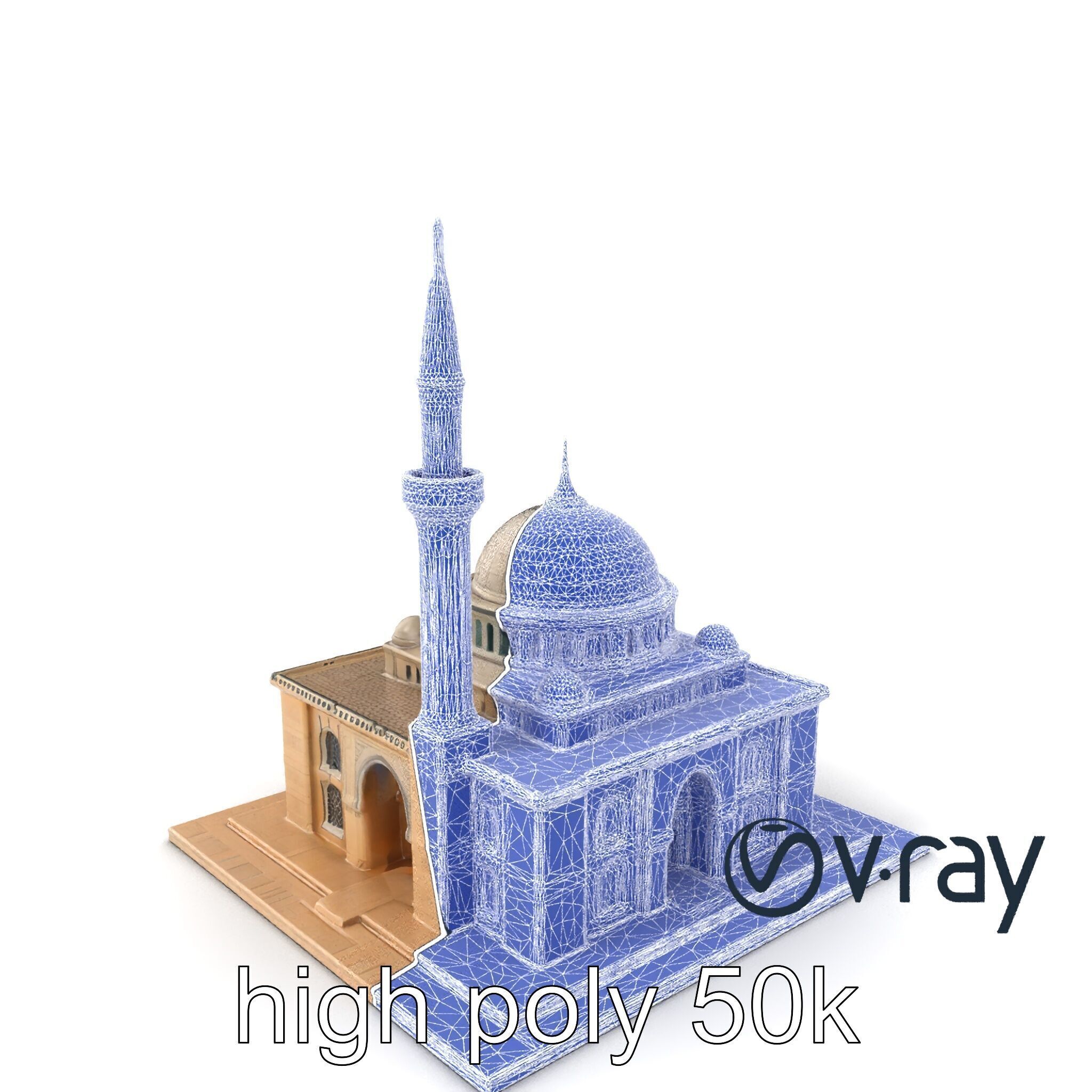 Majestic Mosque with Minaret model pack Low-poly 3D model_16