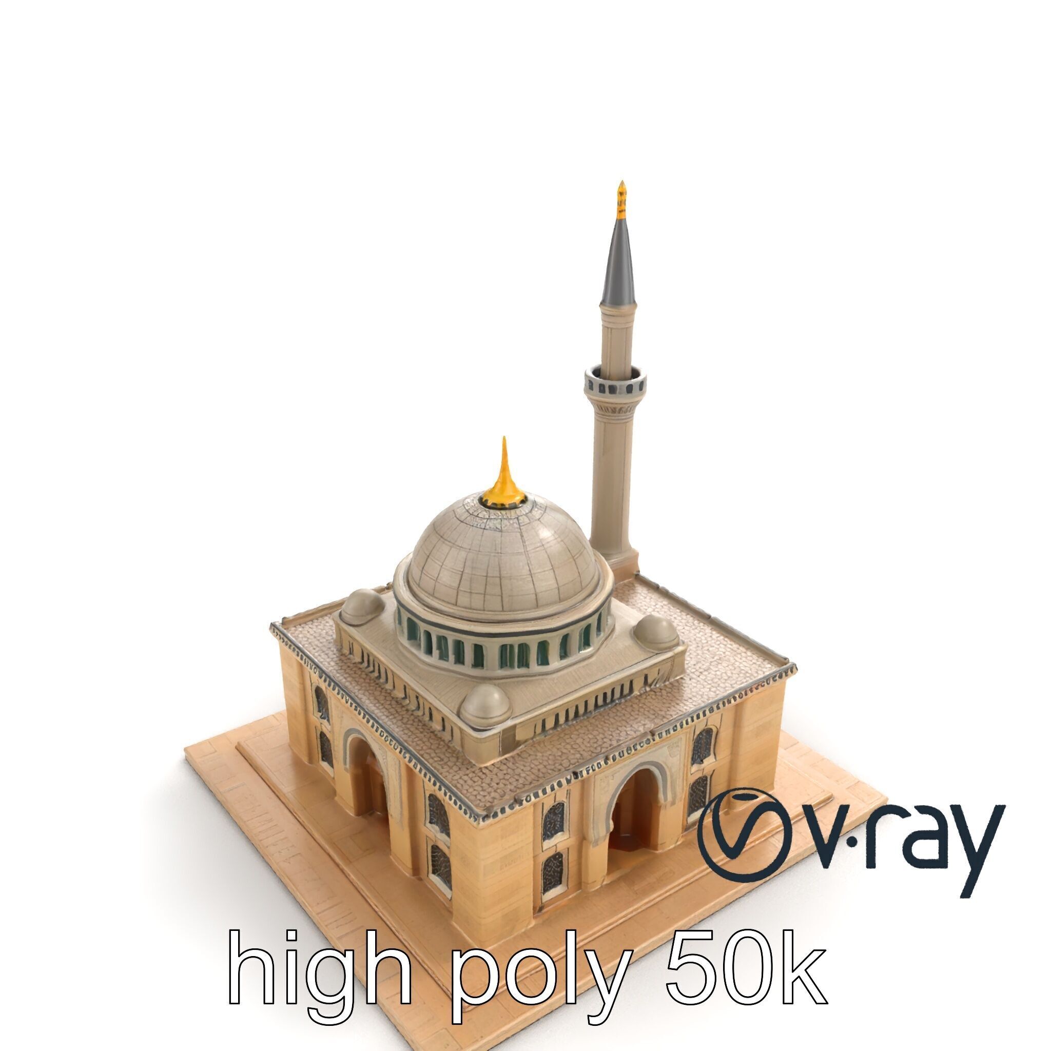 Majestic Mosque with Minaret model pack Low-poly 3D model_9