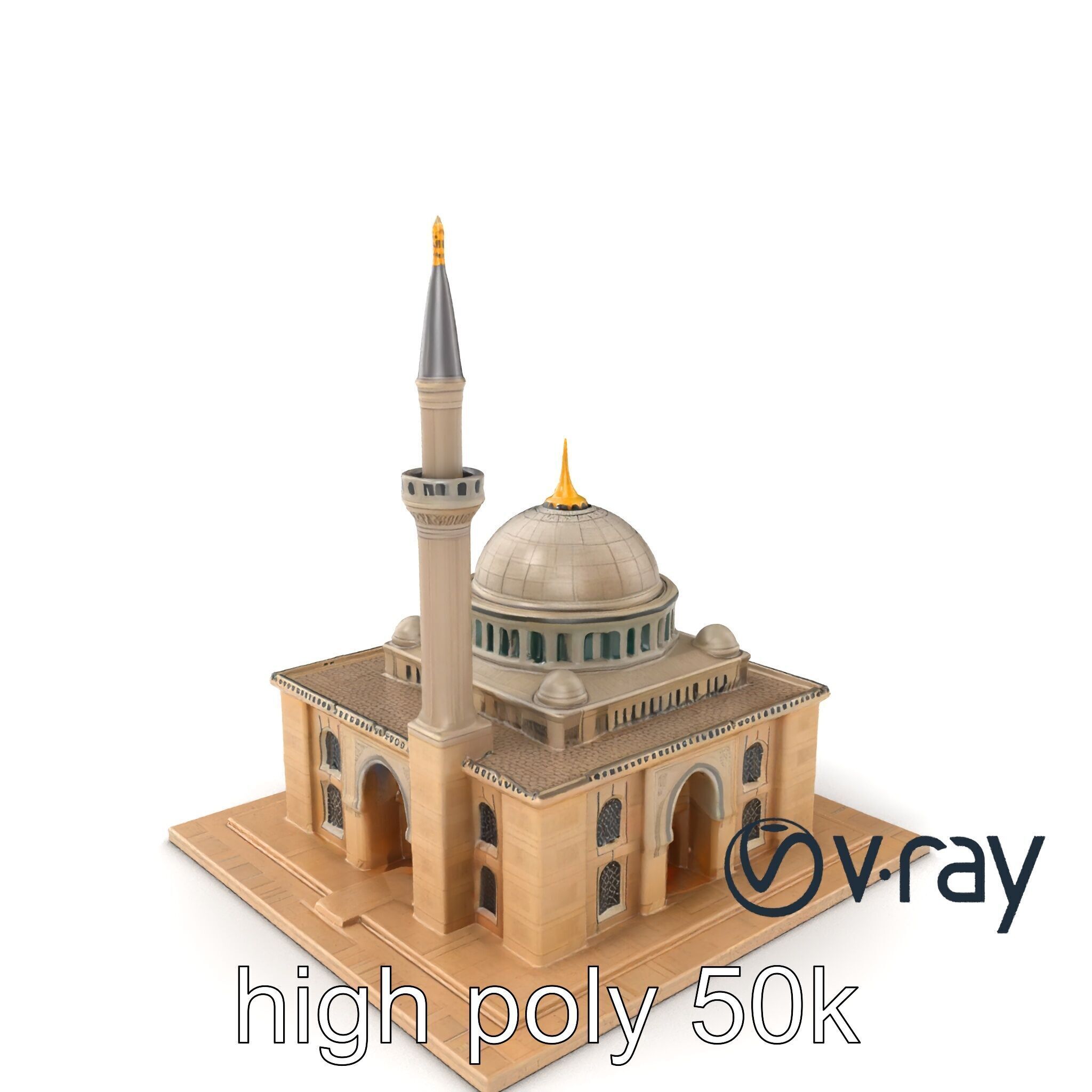 Majestic Mosque with Minaret model pack Low-poly 3D model_6