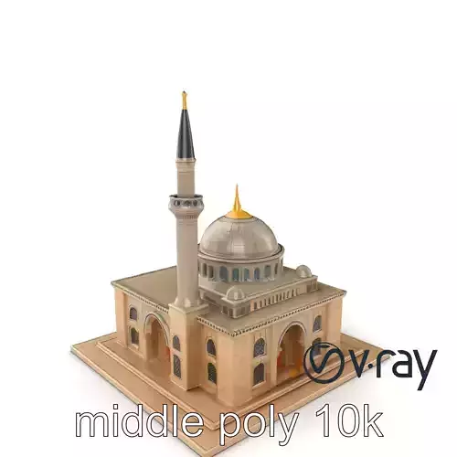 Majestic Mosque with Minaret model pack Low-poly 3D model