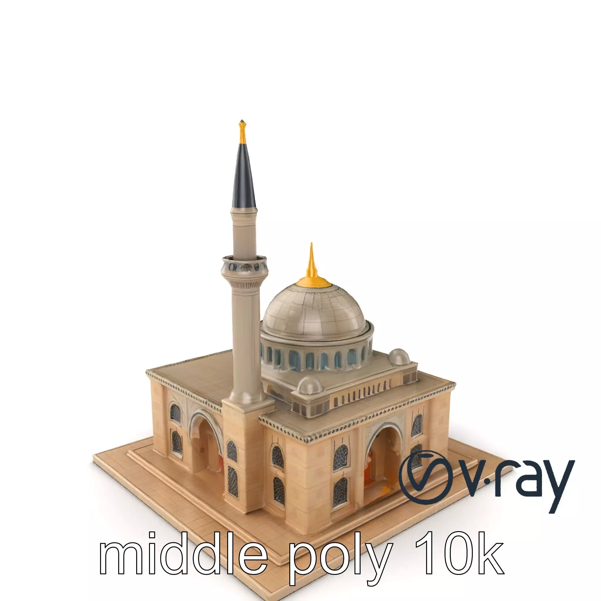 Majestic Mosque with Minaret model pack Low-poly 3D model_0