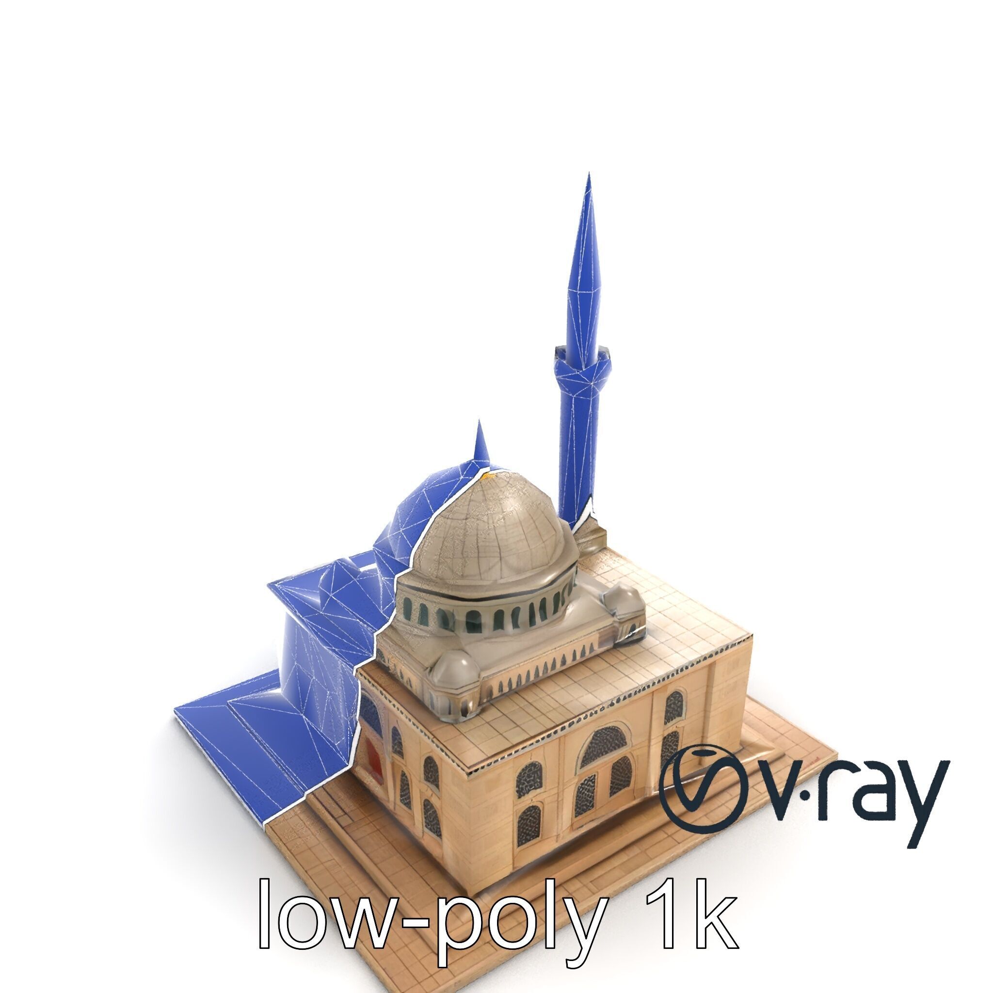 Majestic Mosque with Minaret model pack Low-poly 3D model_11