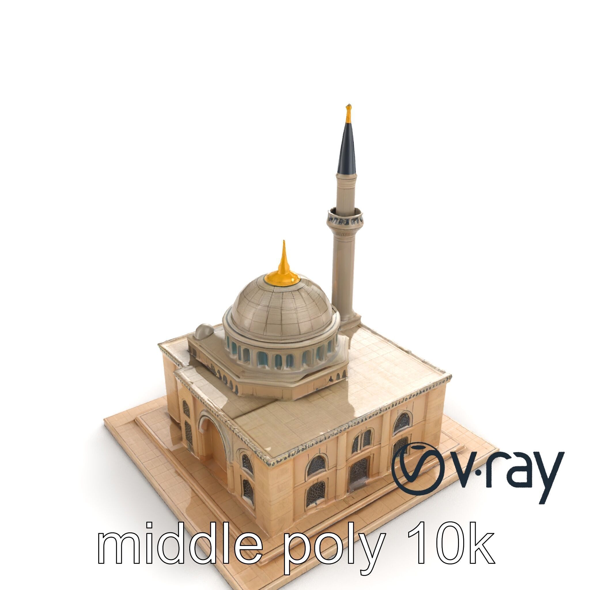 Majestic Mosque with Minaret model pack Low-poly 3D model_7