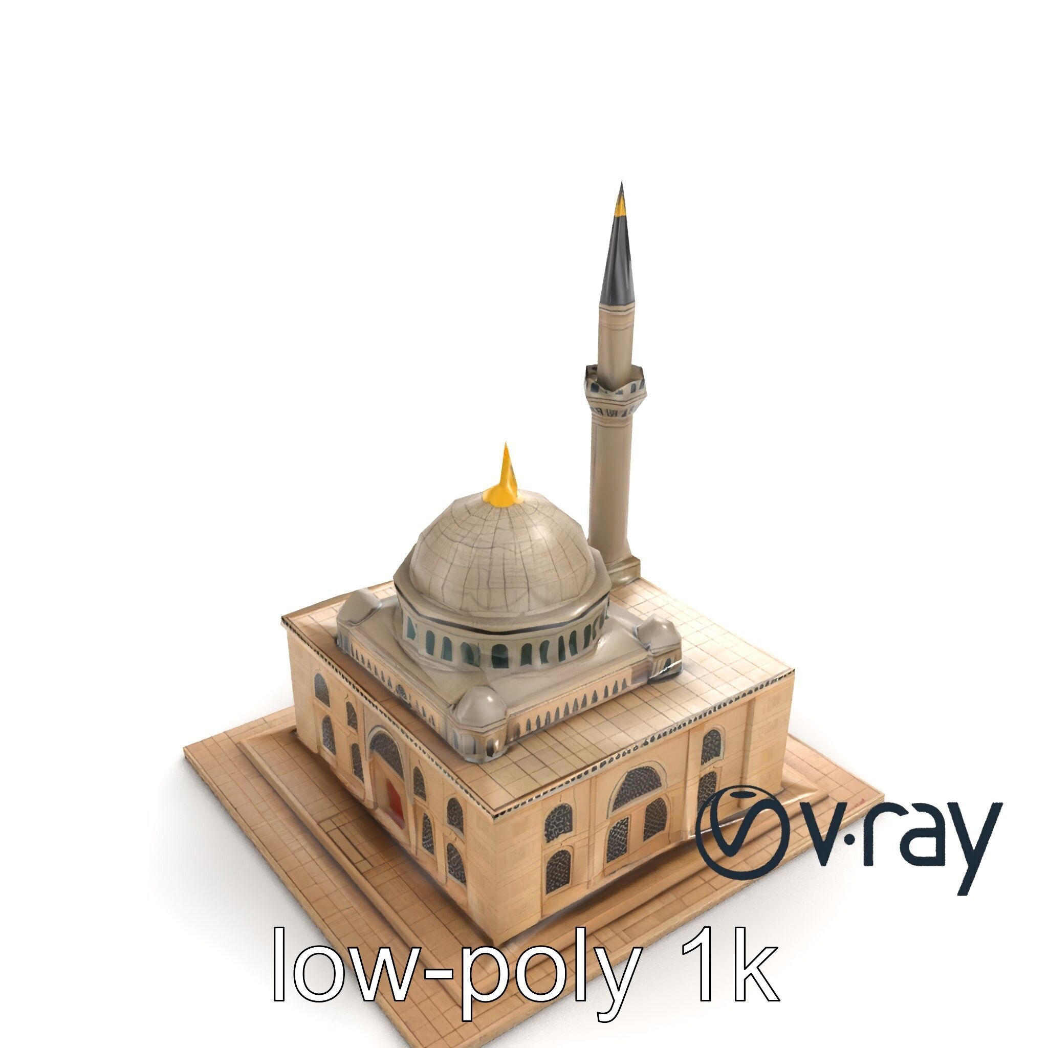 Majestic Mosque with Minaret model pack Low-poly 3D model_8
