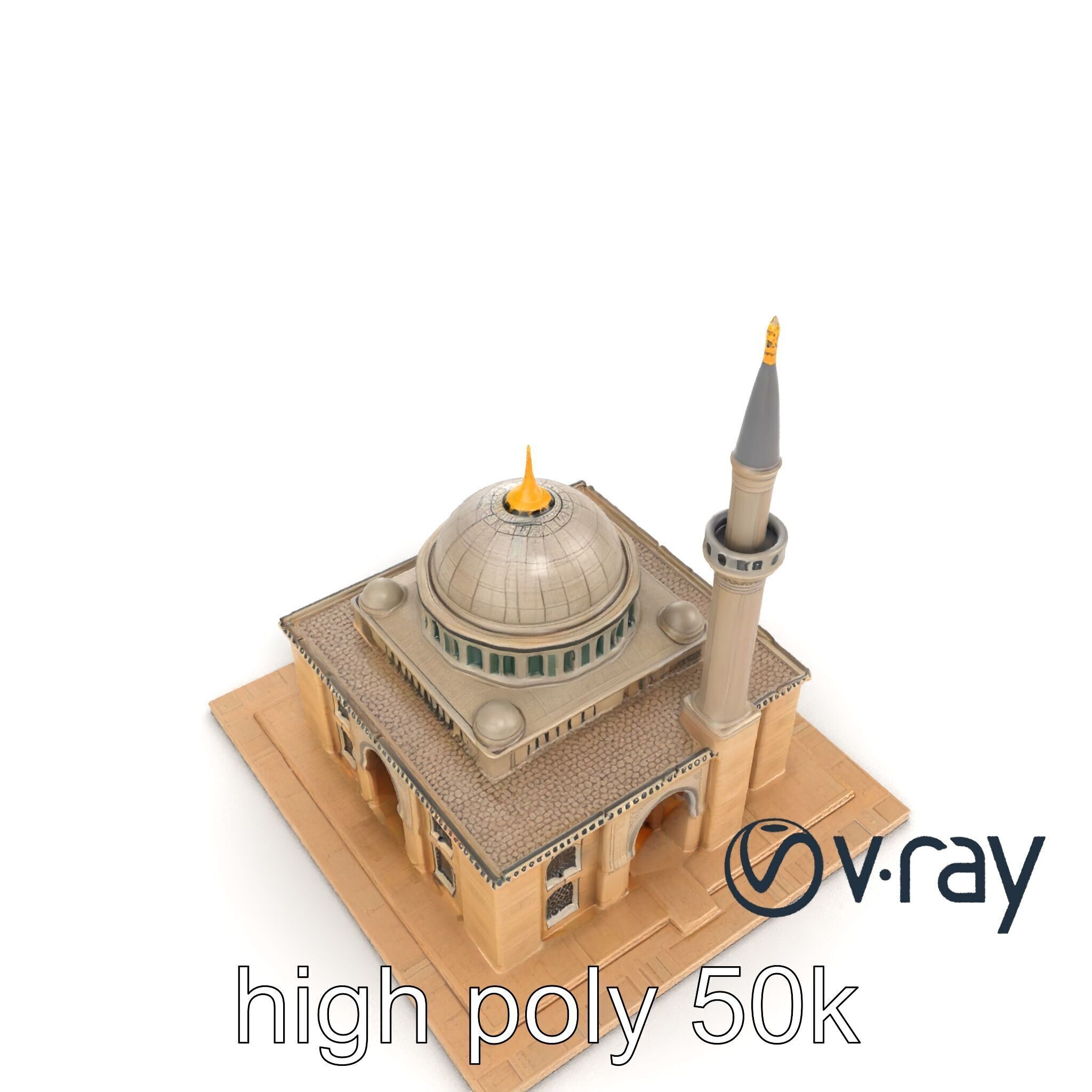 Majestic Mosque with Minaret model pack Low-poly 3D model_13