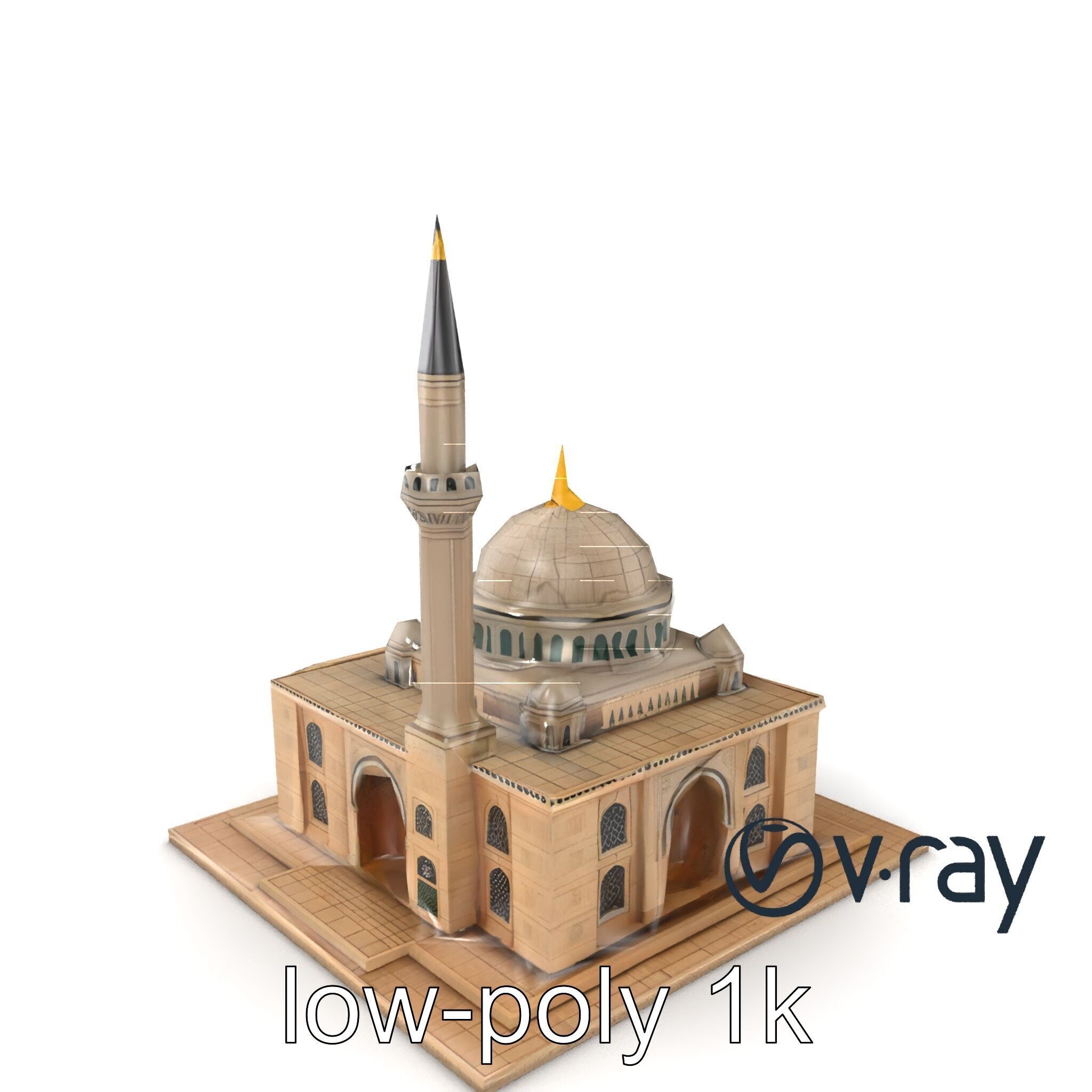Majestic Mosque with Minaret model pack Low-poly 3D model_2